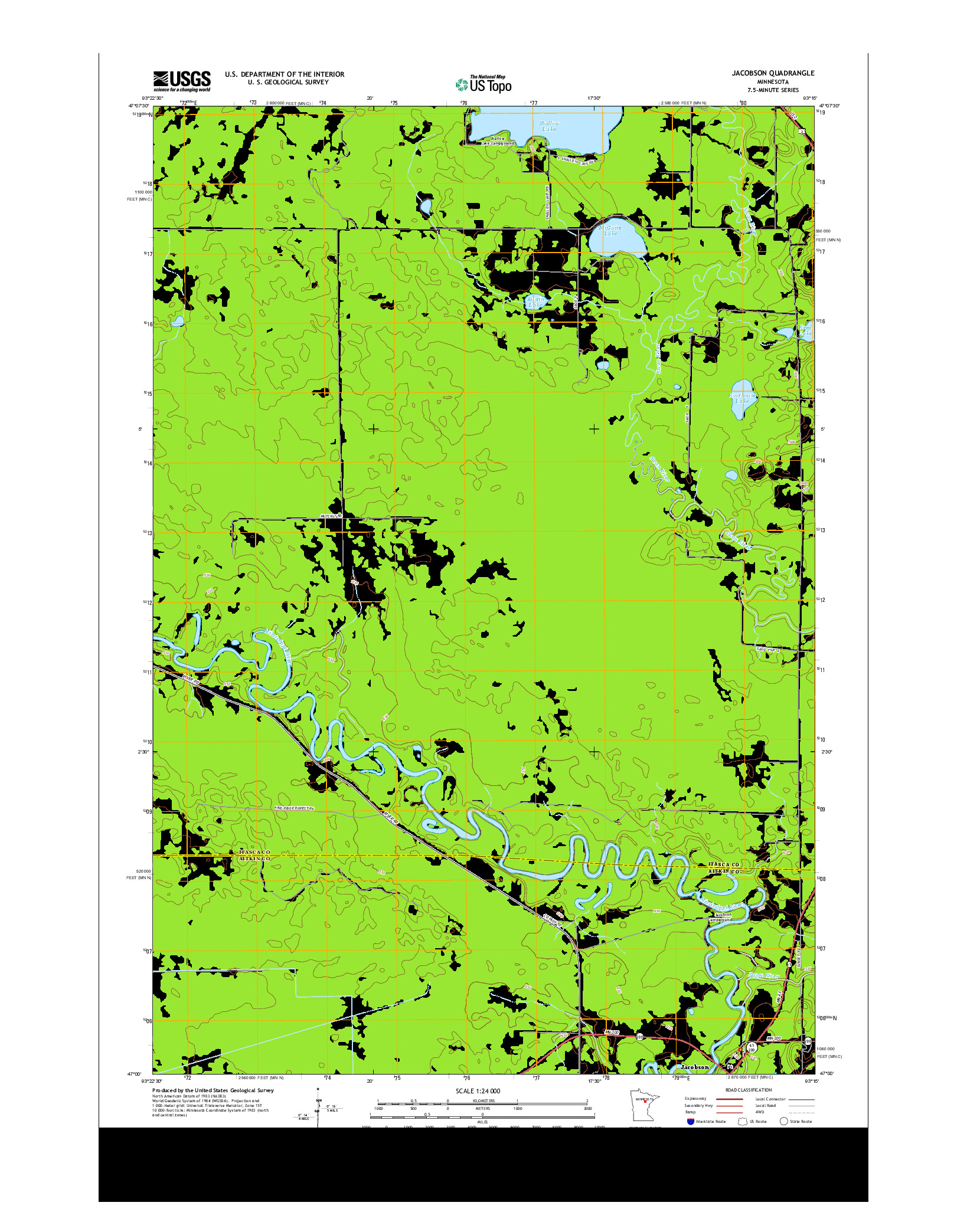 USGS US TOPO 7.5-MINUTE MAP FOR JACOBSON, MN 2013