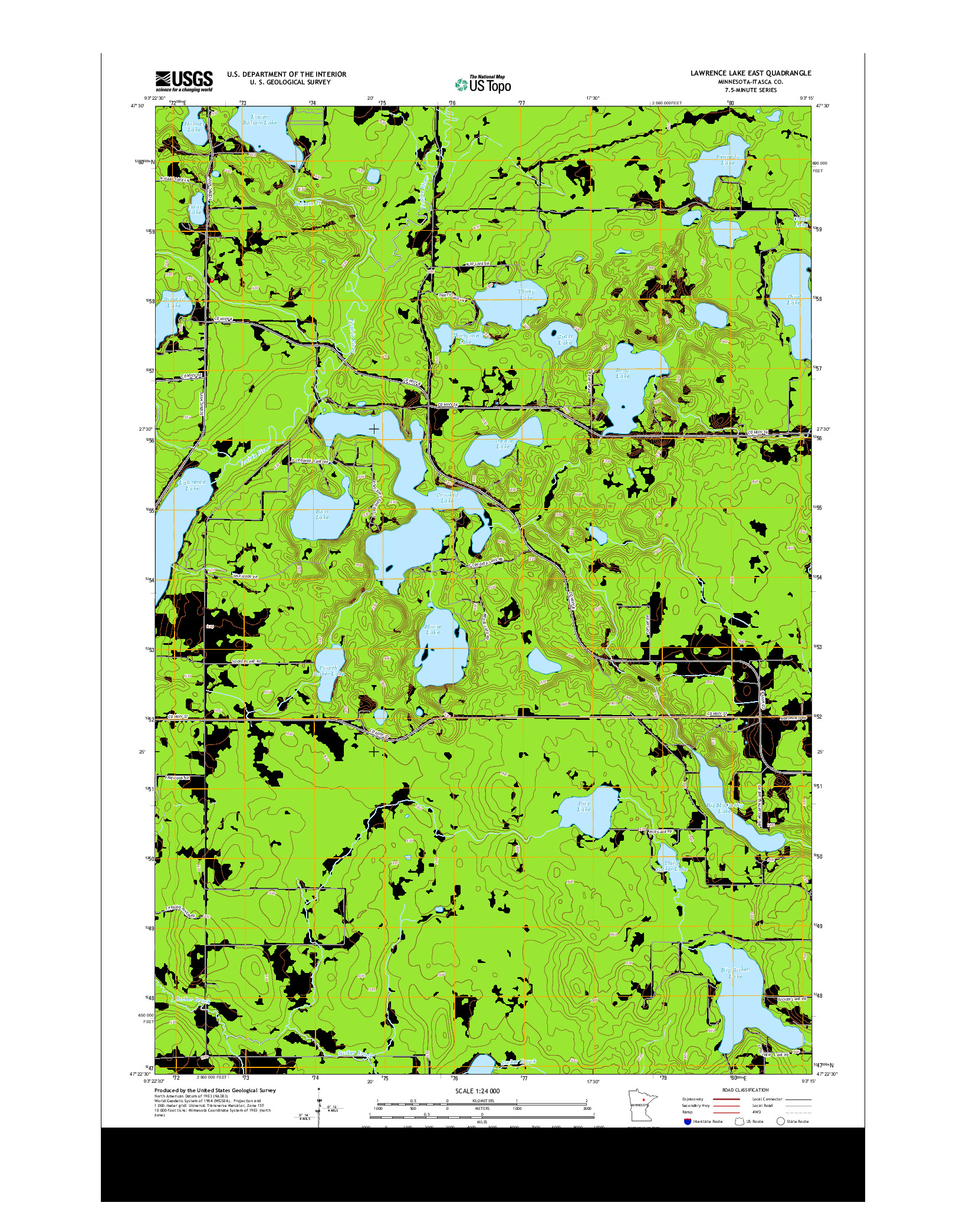 USGS US TOPO 7.5-MINUTE MAP FOR LAWRENCE LAKE EAST, MN 2013