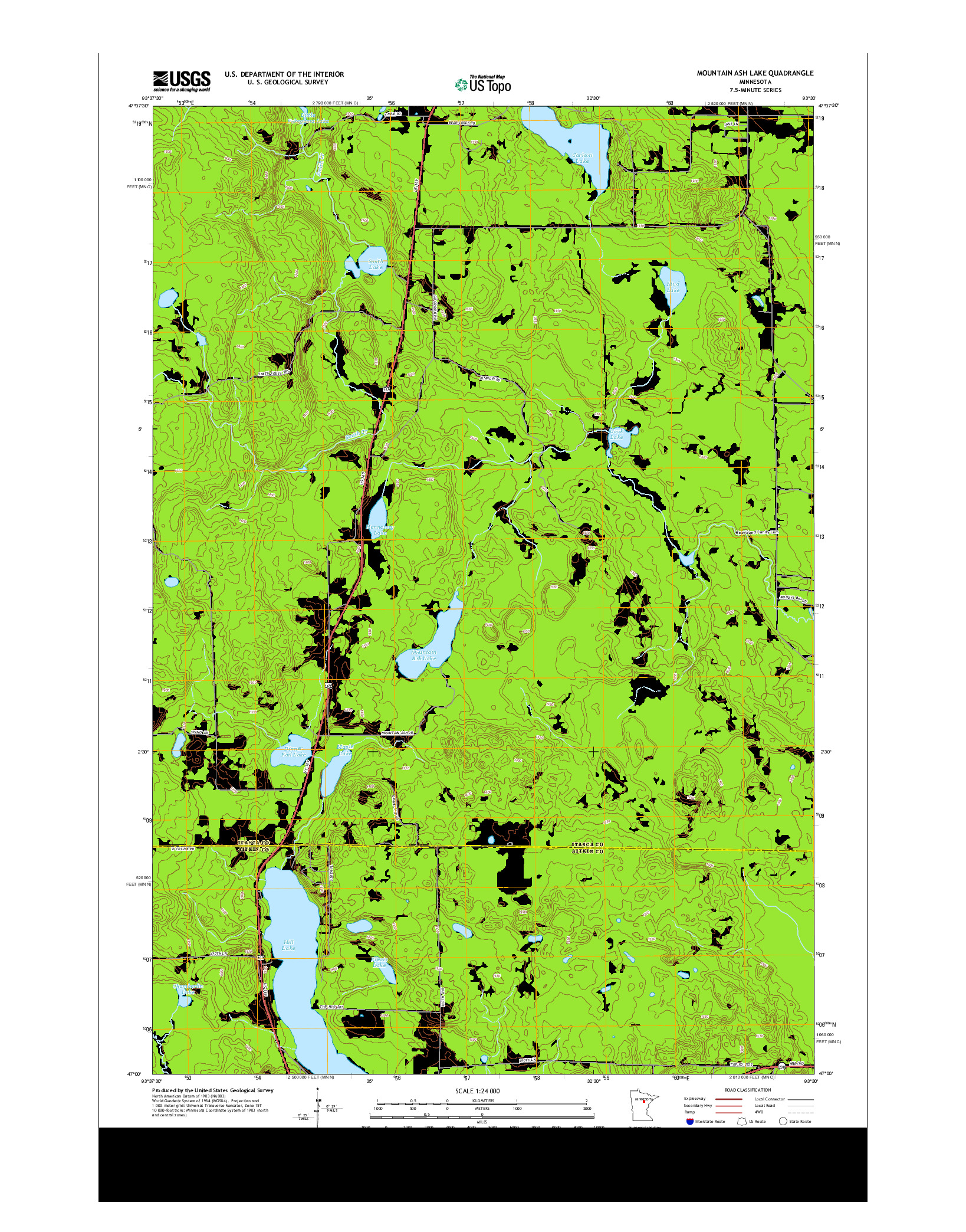 USGS US TOPO 7.5-MINUTE MAP FOR MOUNTAIN ASH LAKE, MN 2013