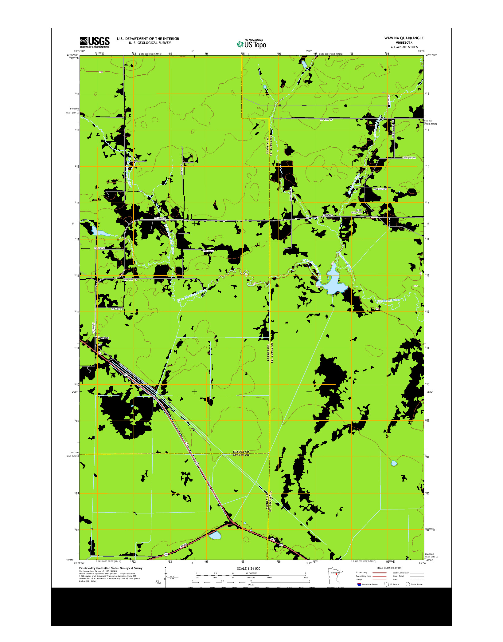 USGS US TOPO 7.5-MINUTE MAP FOR WAWINA, MN 2013