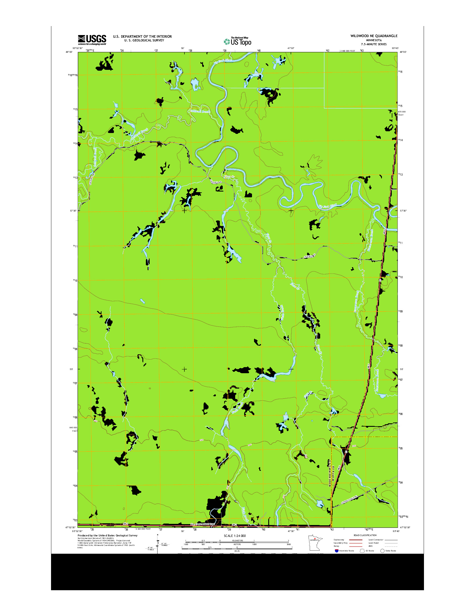 USGS US TOPO 7.5-MINUTE MAP FOR WILDWOOD NE, MN 2013