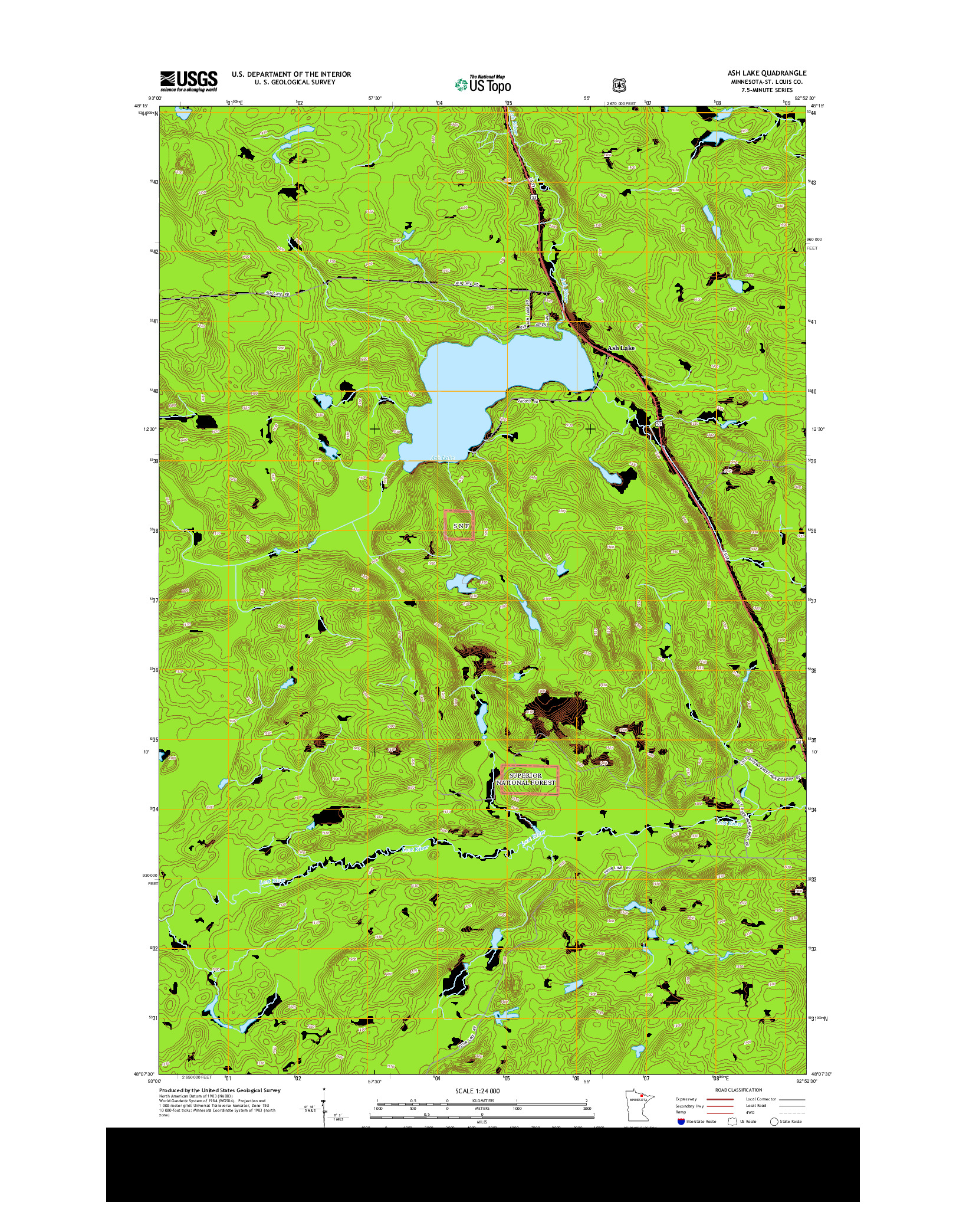 USGS US TOPO 7.5-MINUTE MAP FOR ASH LAKE, MN 2013