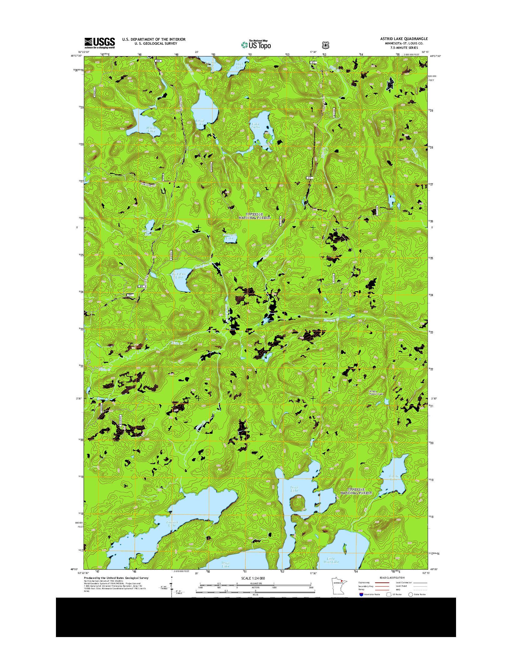 USGS US TOPO 7.5-MINUTE MAP FOR ASTRID LAKE, MN 2013