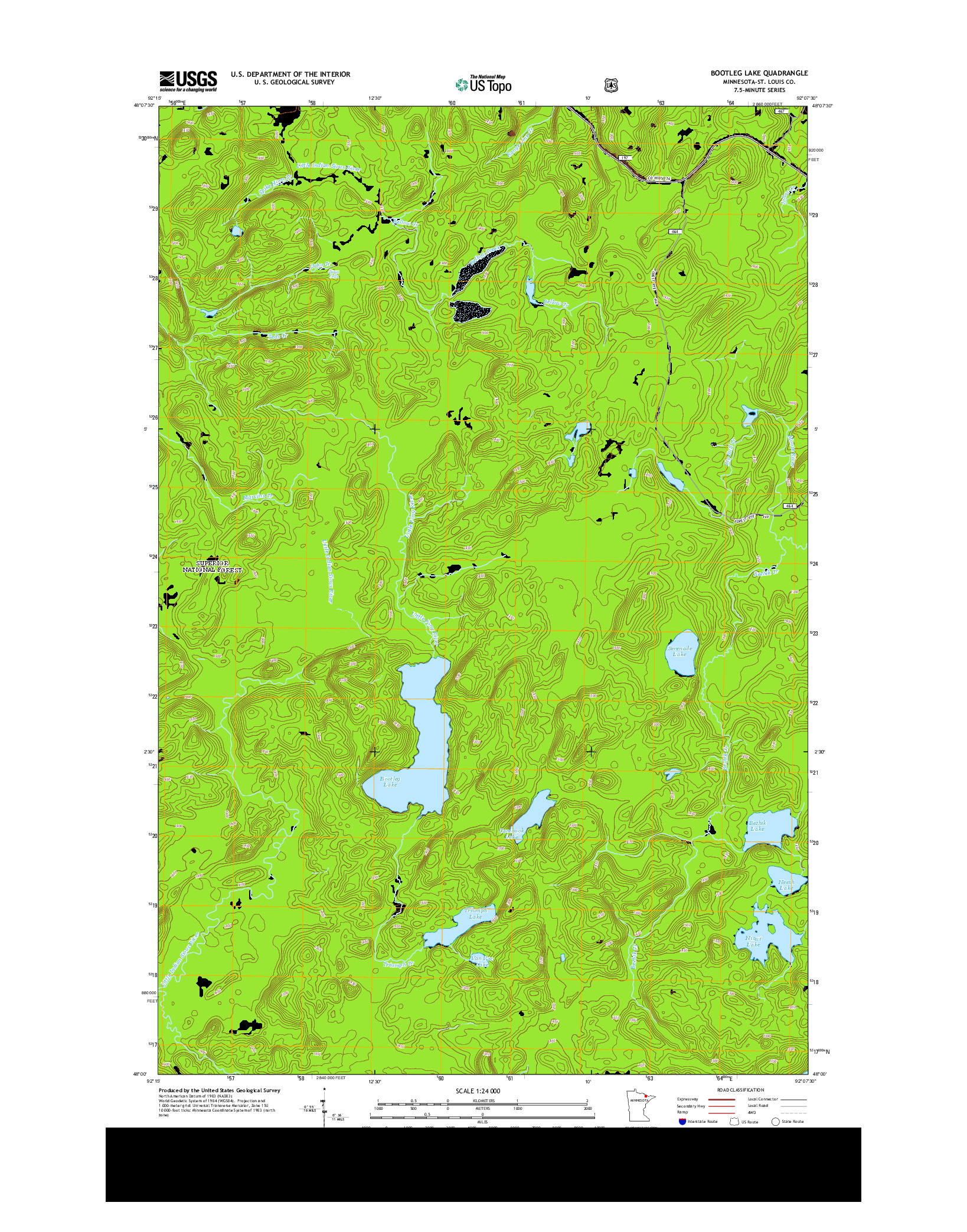 USGS US TOPO 7.5-MINUTE MAP FOR BOOTLEG LAKE, MN 2013