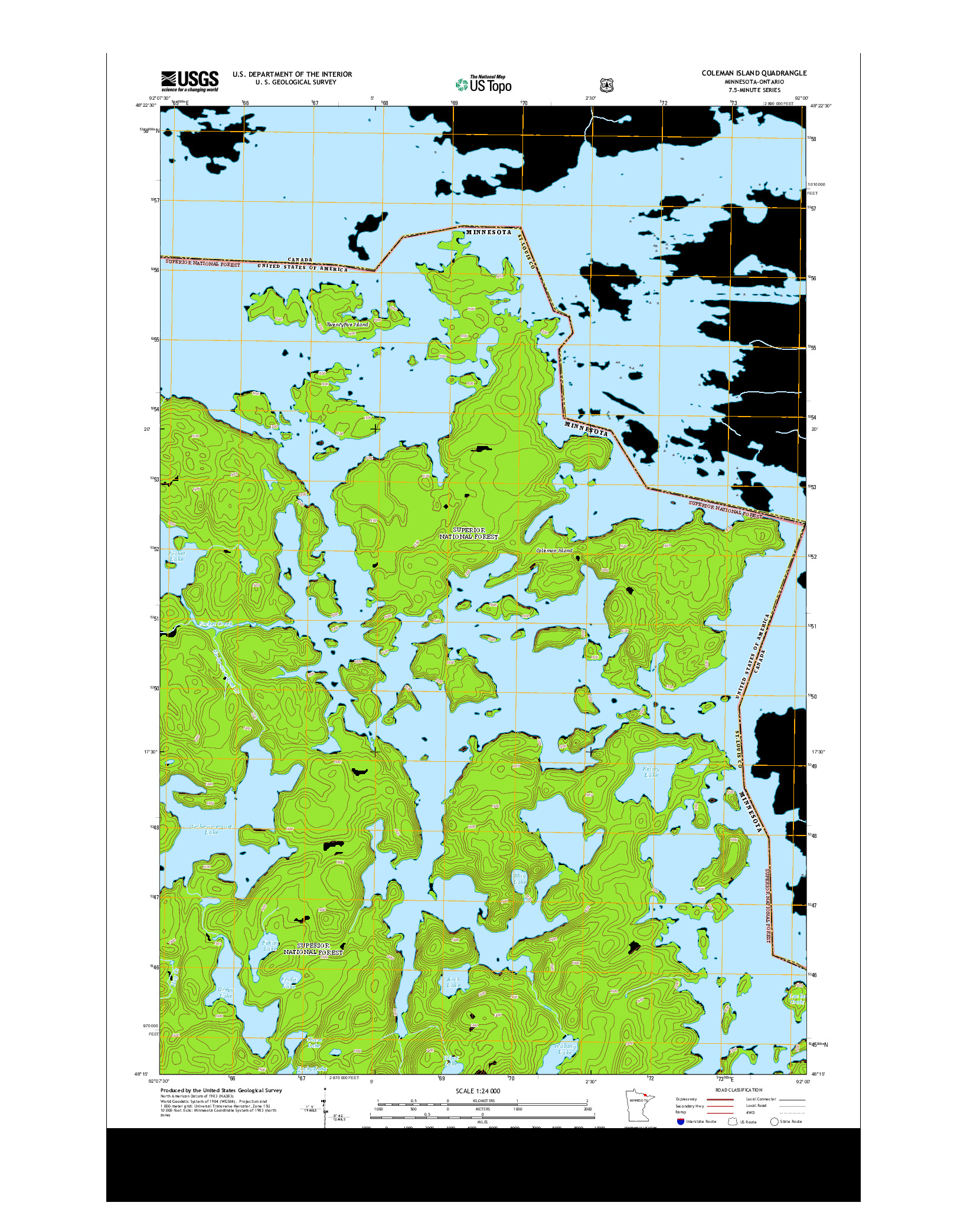 USGS US TOPO 7.5-MINUTE MAP FOR COLEMAN ISLAND, MN-ON 2013