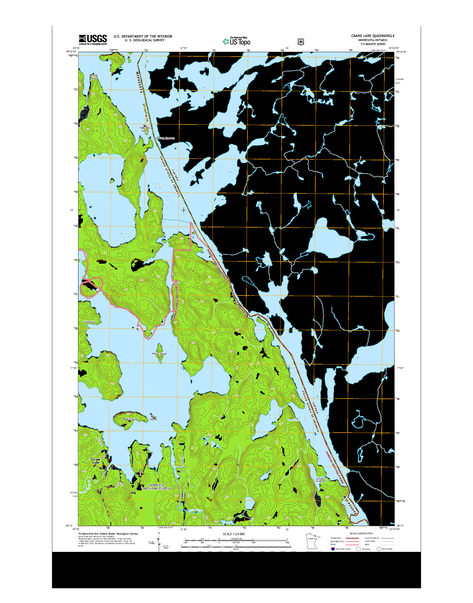 USGS US TOPO 7.5-MINUTE MAP FOR CRANE LAKE, MN-ON 2013