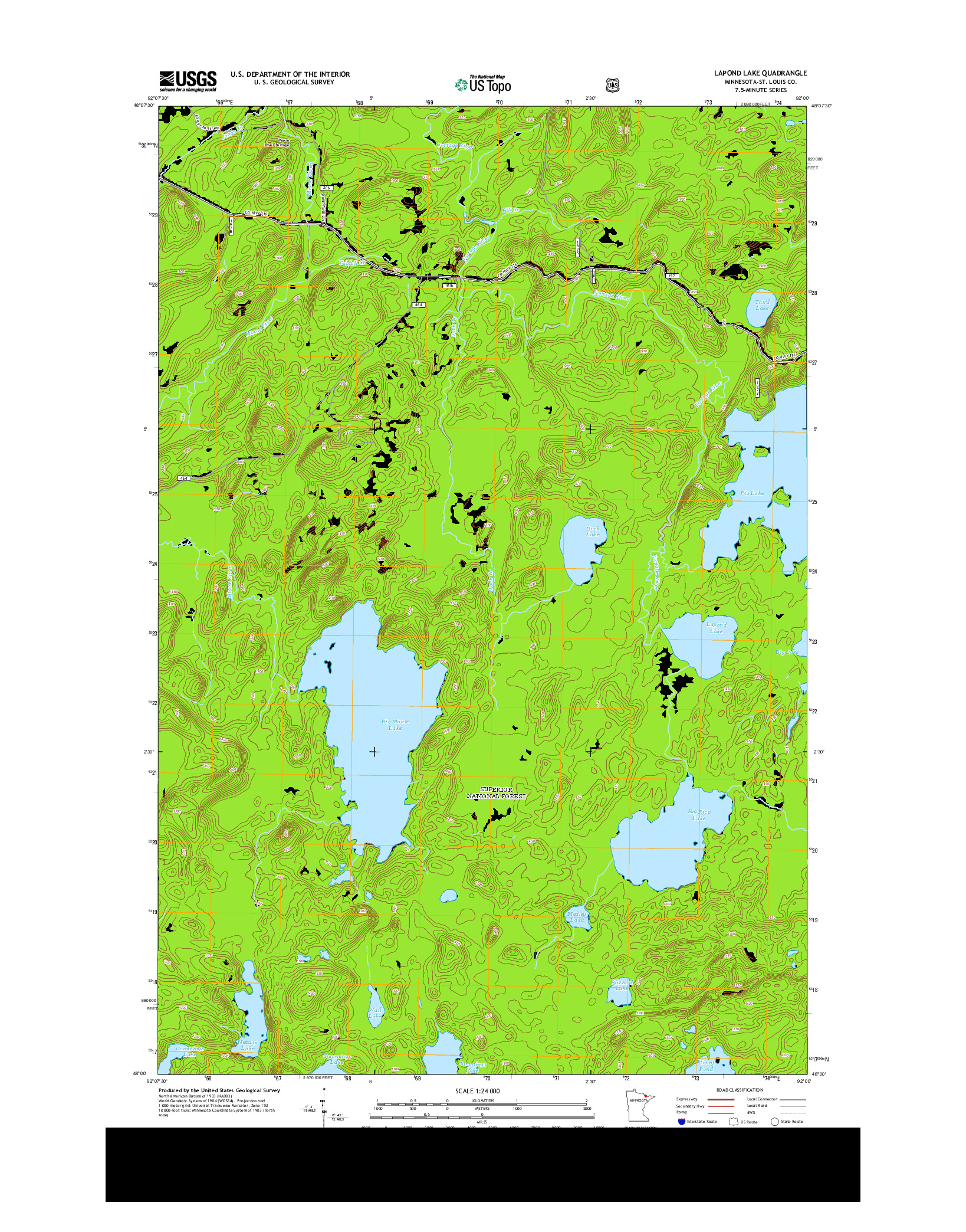 USGS US TOPO 7.5-MINUTE MAP FOR LAPOND LAKE, MN 2013