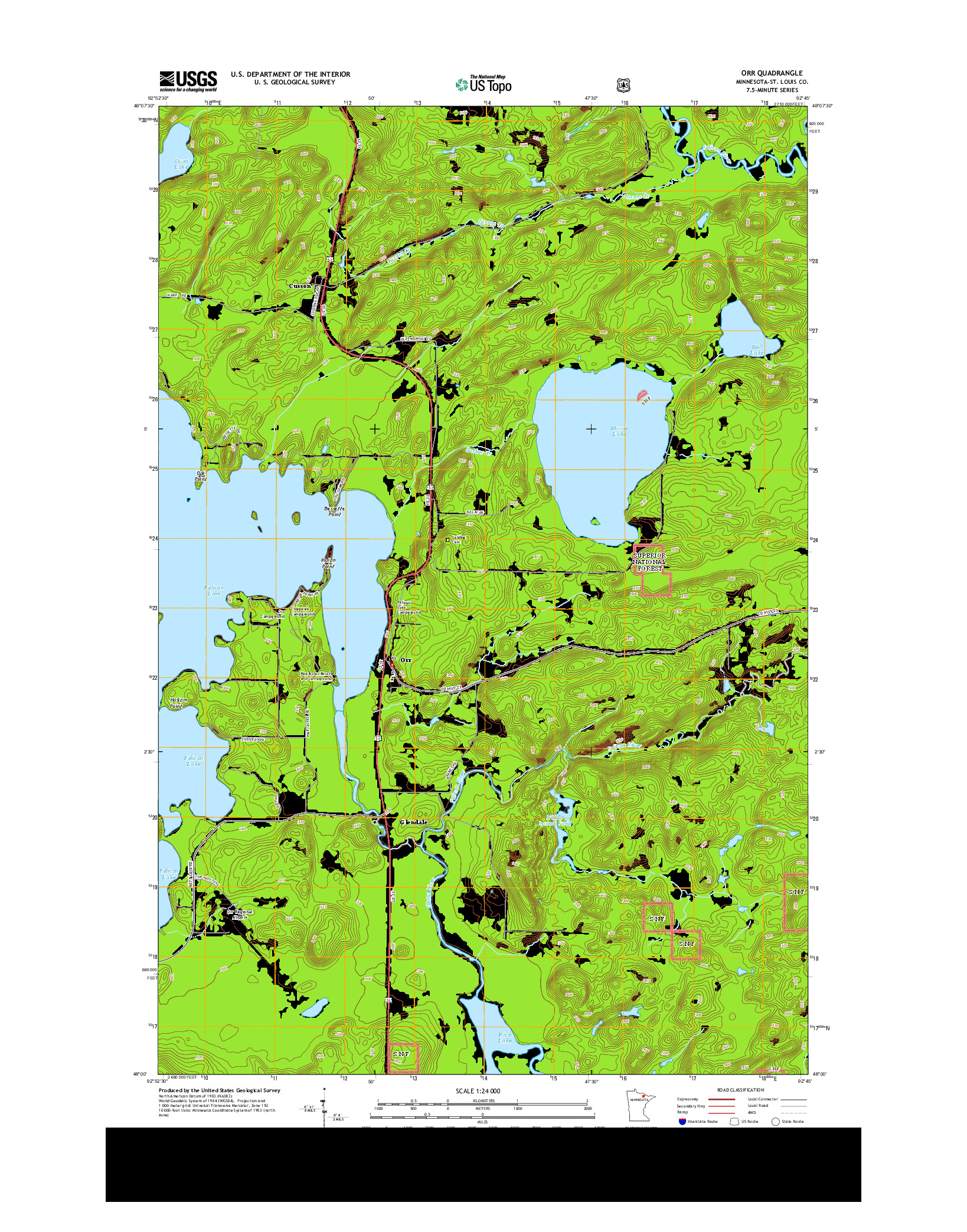 USGS US TOPO 7.5-MINUTE MAP FOR ORR, MN 2013