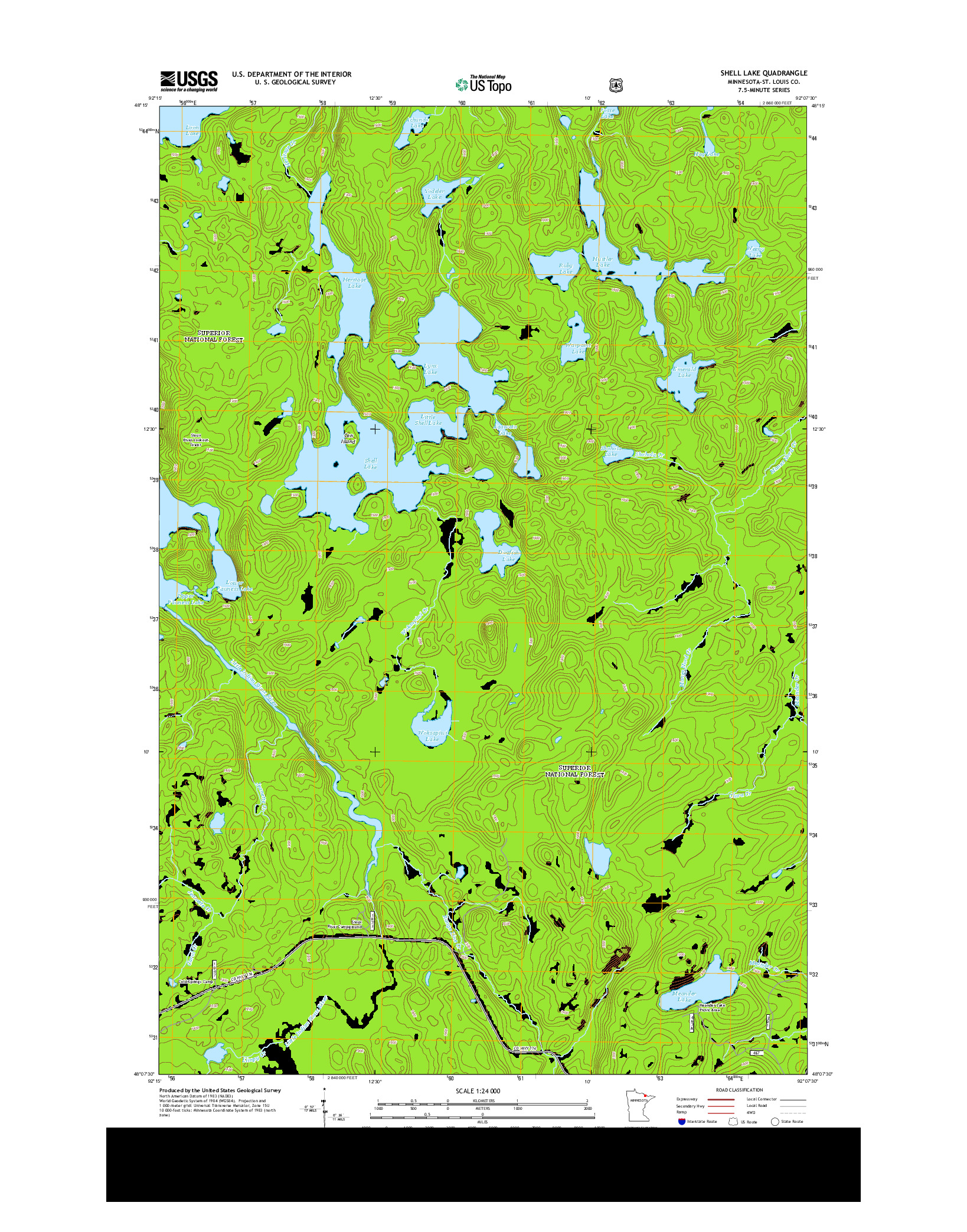USGS US TOPO 7.5-MINUTE MAP FOR SHELL LAKE, MN 2013