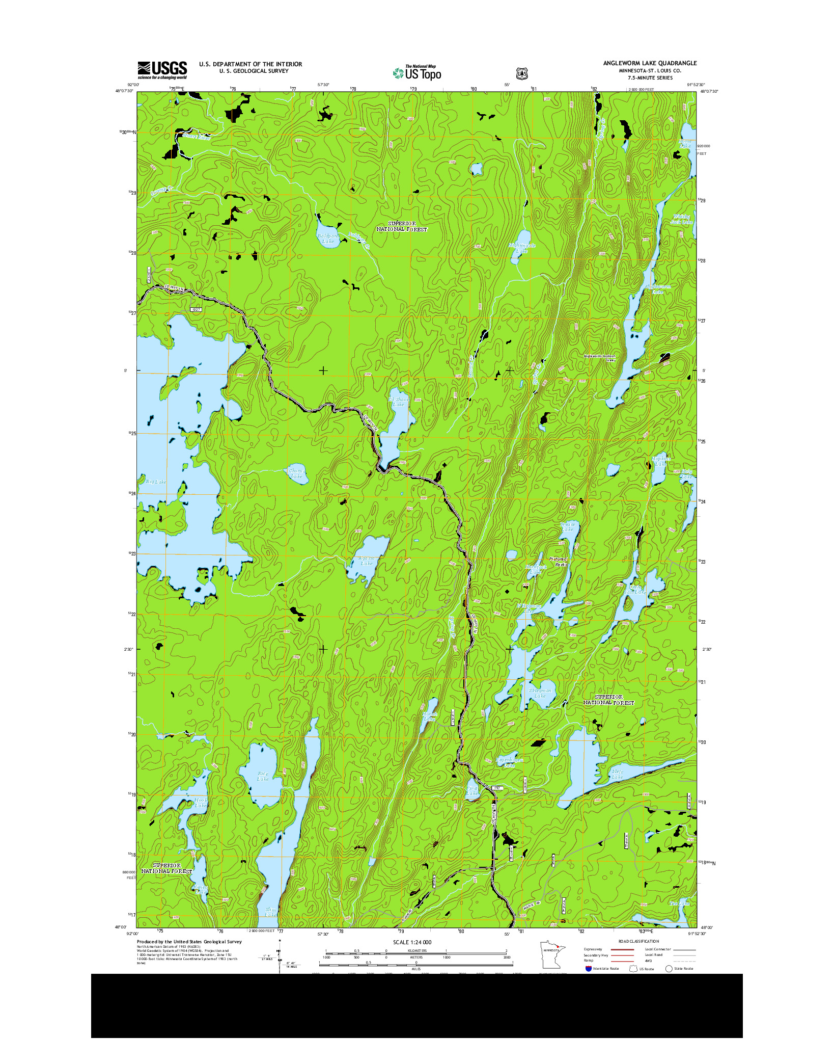 USGS US TOPO 7.5-MINUTE MAP FOR ANGLEWORM LAKE, MN 2013