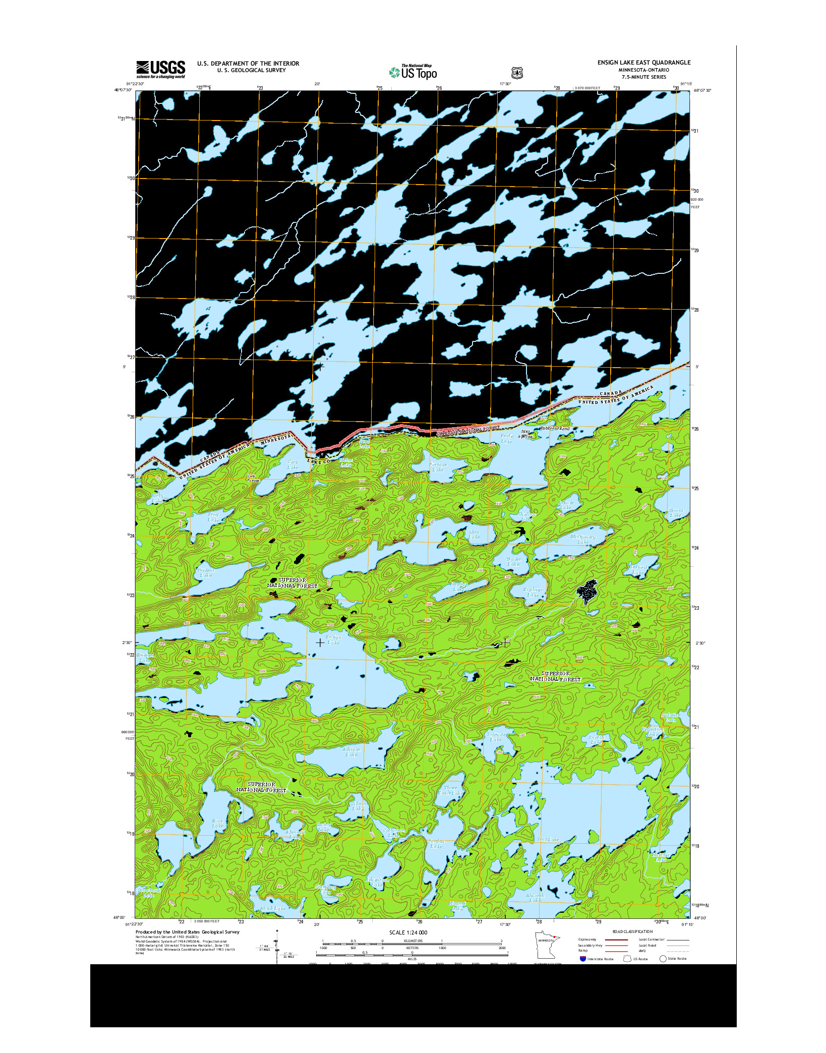 USGS US TOPO 7.5-MINUTE MAP FOR ENSIGN LAKE EAST, MN-ON 2013