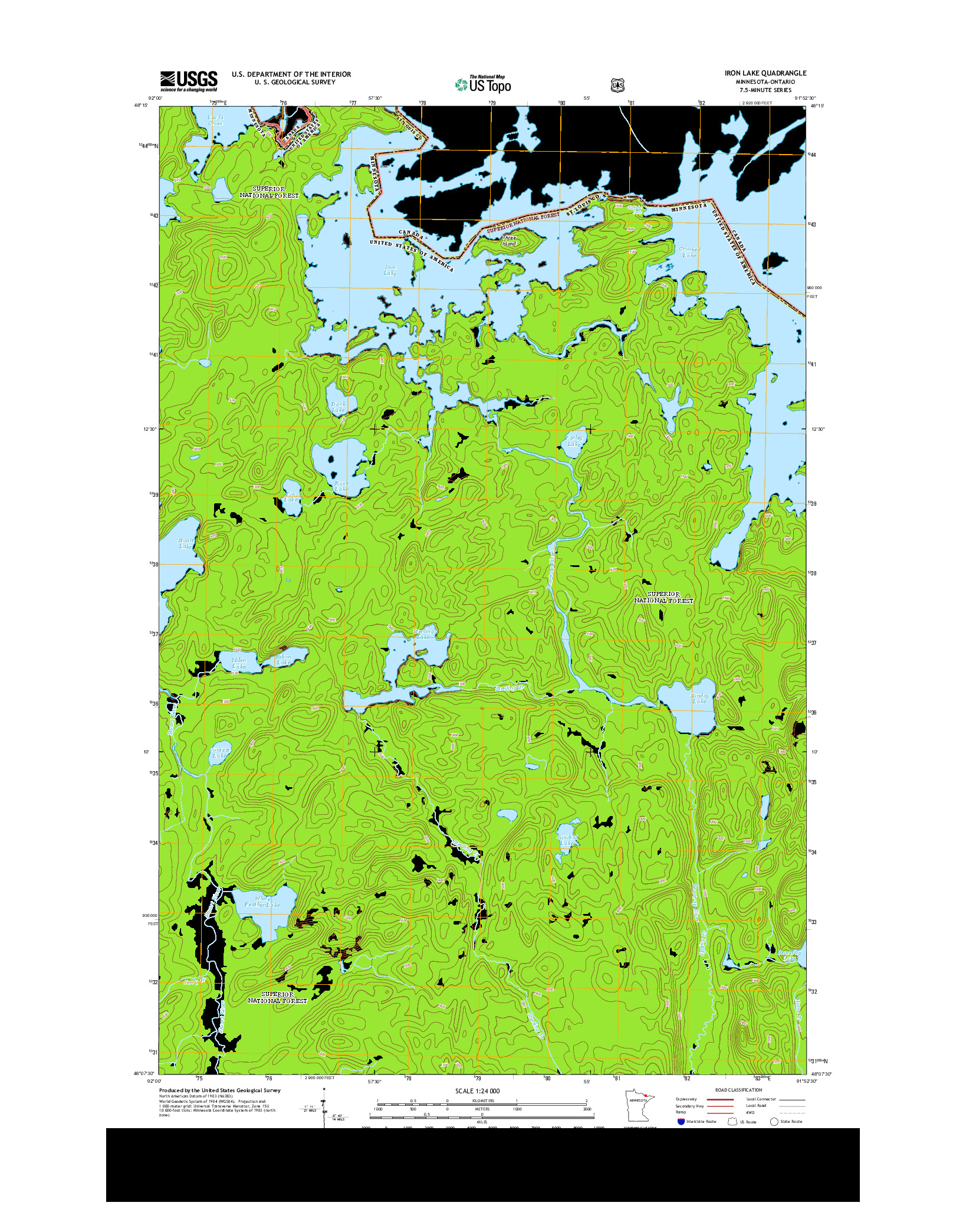 USGS US TOPO 7.5-MINUTE MAP FOR IRON LAKE, MN-ON 2013