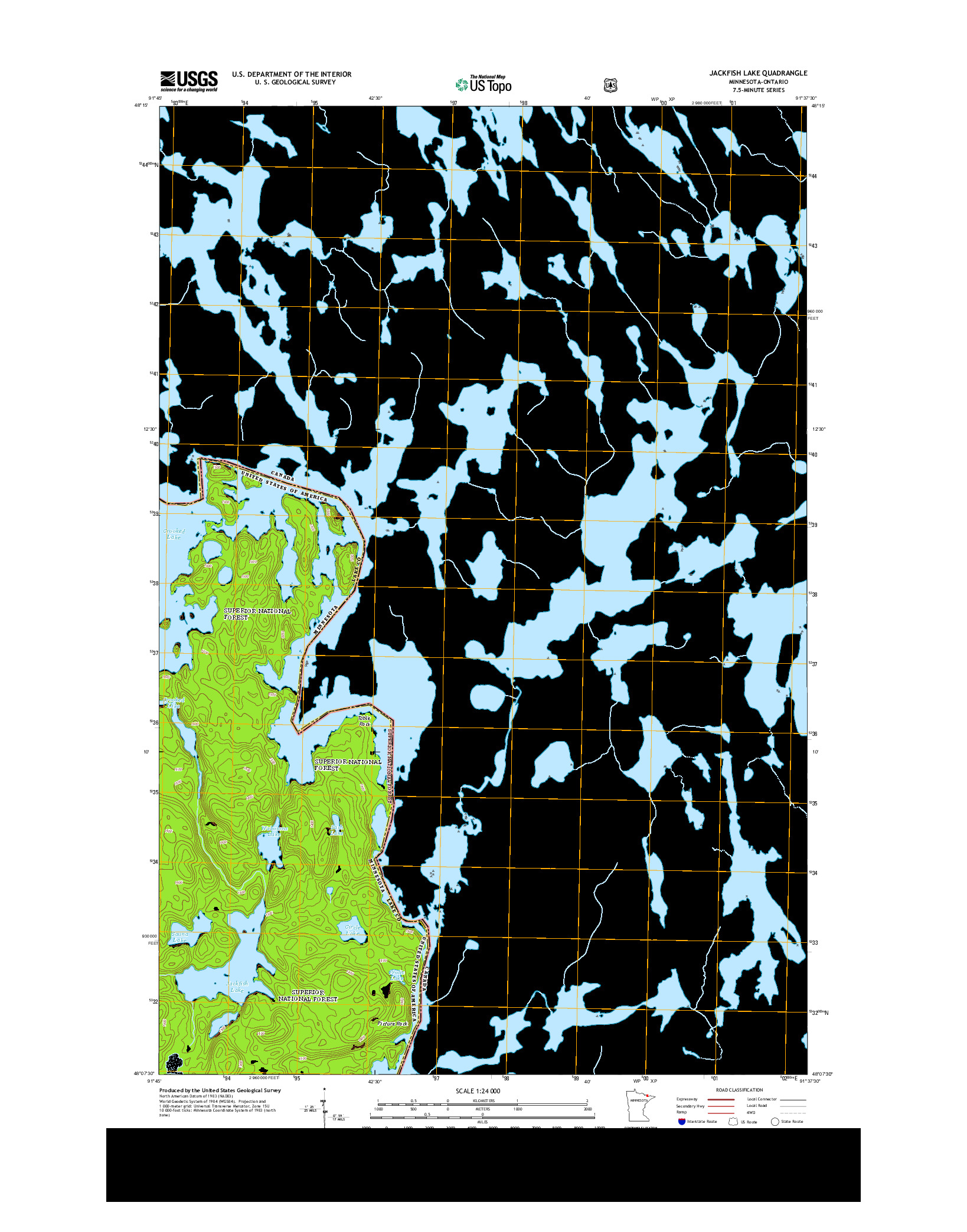 USGS US TOPO 7.5-MINUTE MAP FOR JACKFISH LAKE, MN-ON 2013