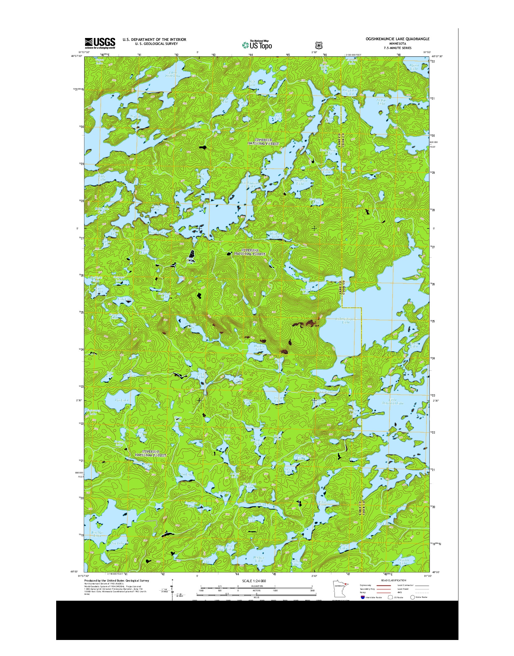 USGS US TOPO 7.5-MINUTE MAP FOR OGISHKEMUNCIE LAKE, MN 2013