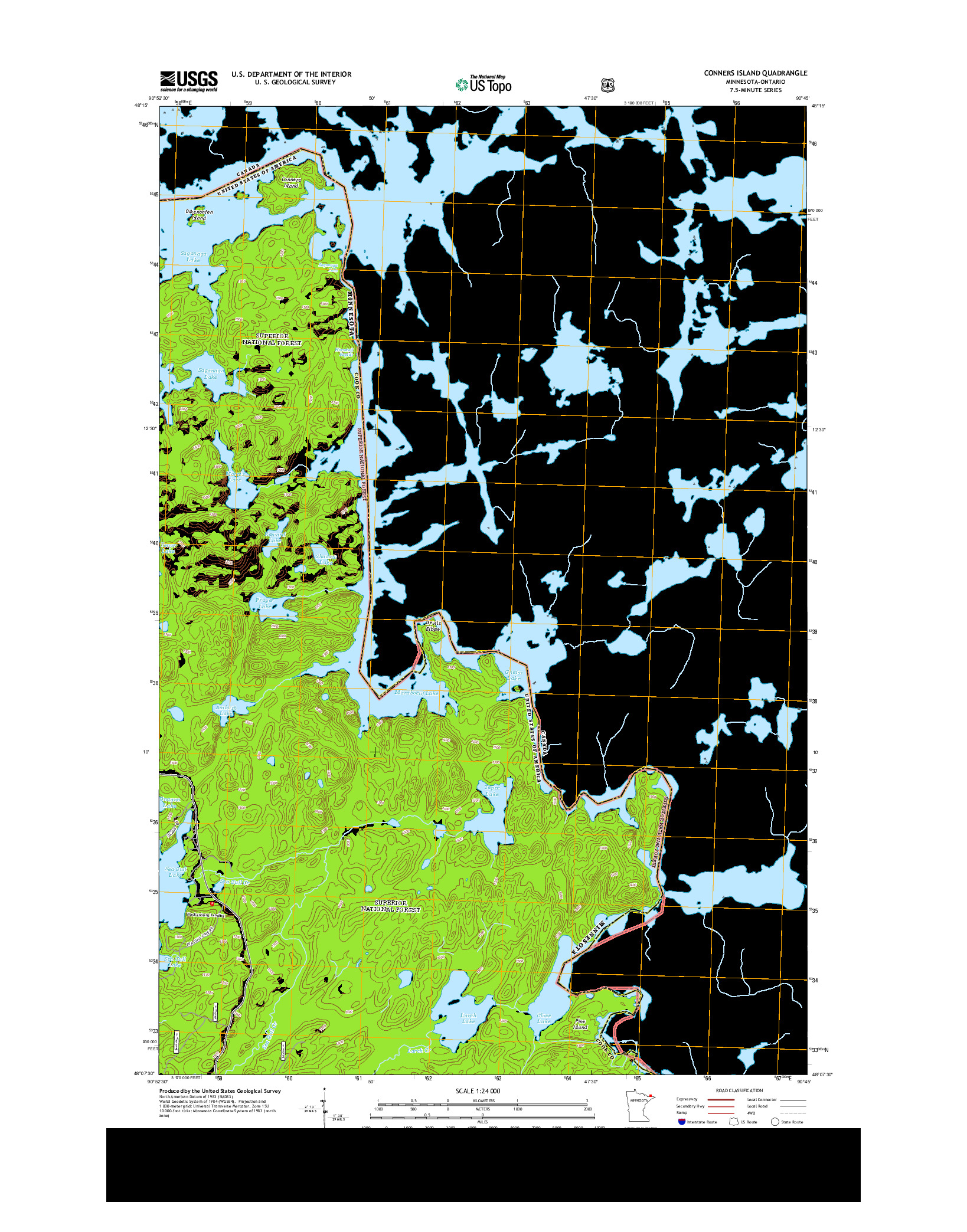 USGS US TOPO 7.5-MINUTE MAP FOR CONNERS ISLAND, MN-ON 2013