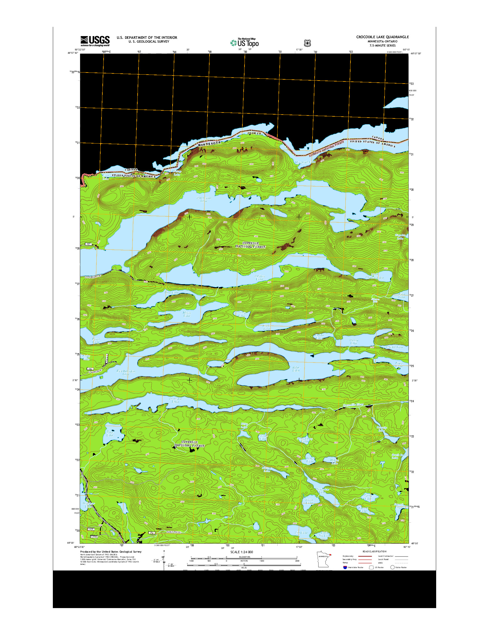 USGS US TOPO 7.5-MINUTE MAP FOR CROCODILE LAKE, MN-ON 2013
