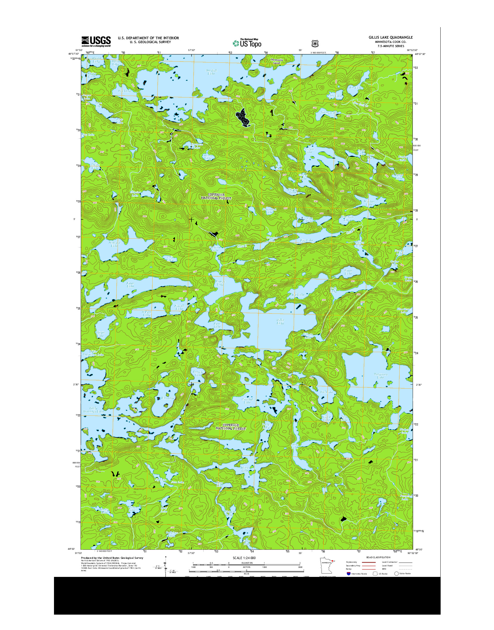 USGS US TOPO 7.5-MINUTE MAP FOR GILLIS LAKE, MN 2013