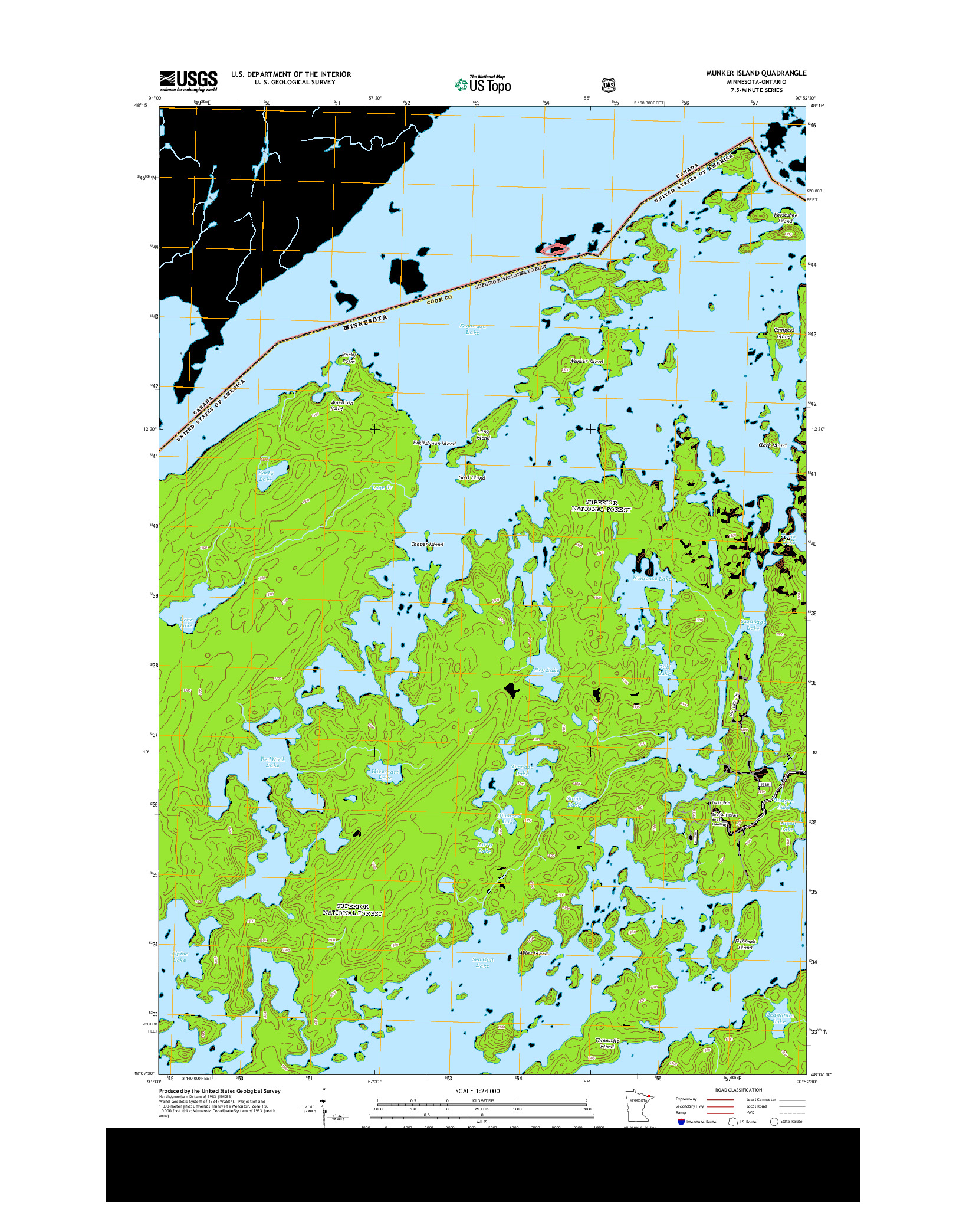 USGS US TOPO 7.5-MINUTE MAP FOR MUNKER ISLAND, MN-ON 2013