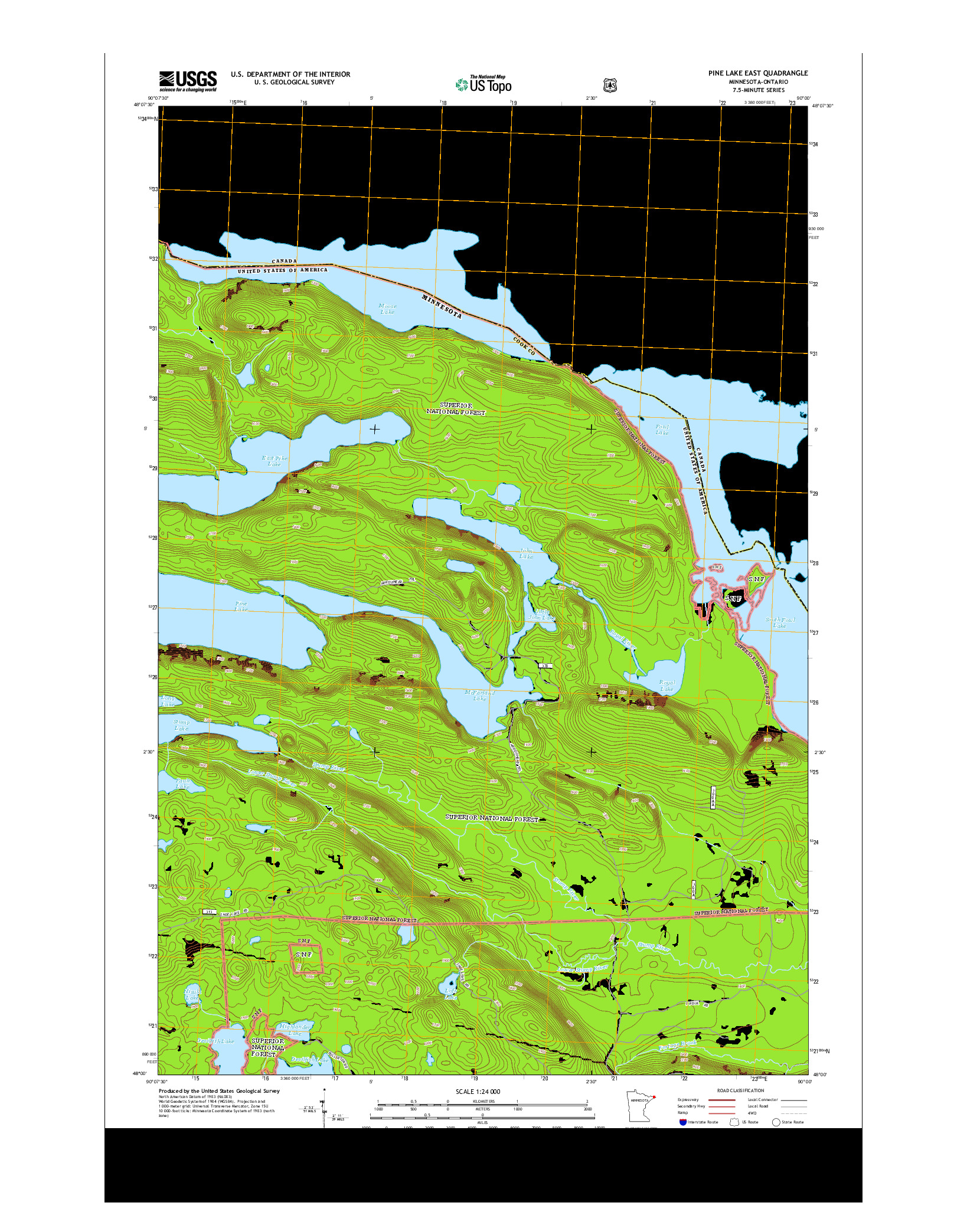 USGS US TOPO 7.5-MINUTE MAP FOR PINE LAKE EAST, MN-ON 2013