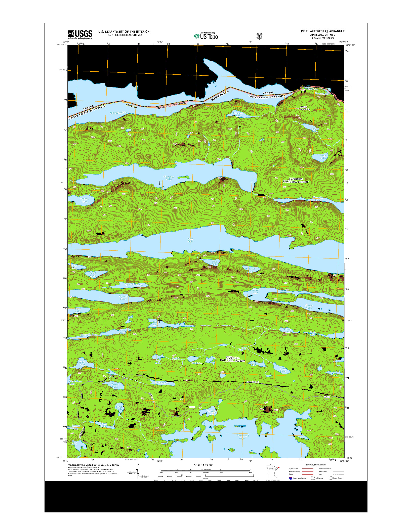 USGS US TOPO 7.5-MINUTE MAP FOR PINE LAKE WEST, MN-ON 2013