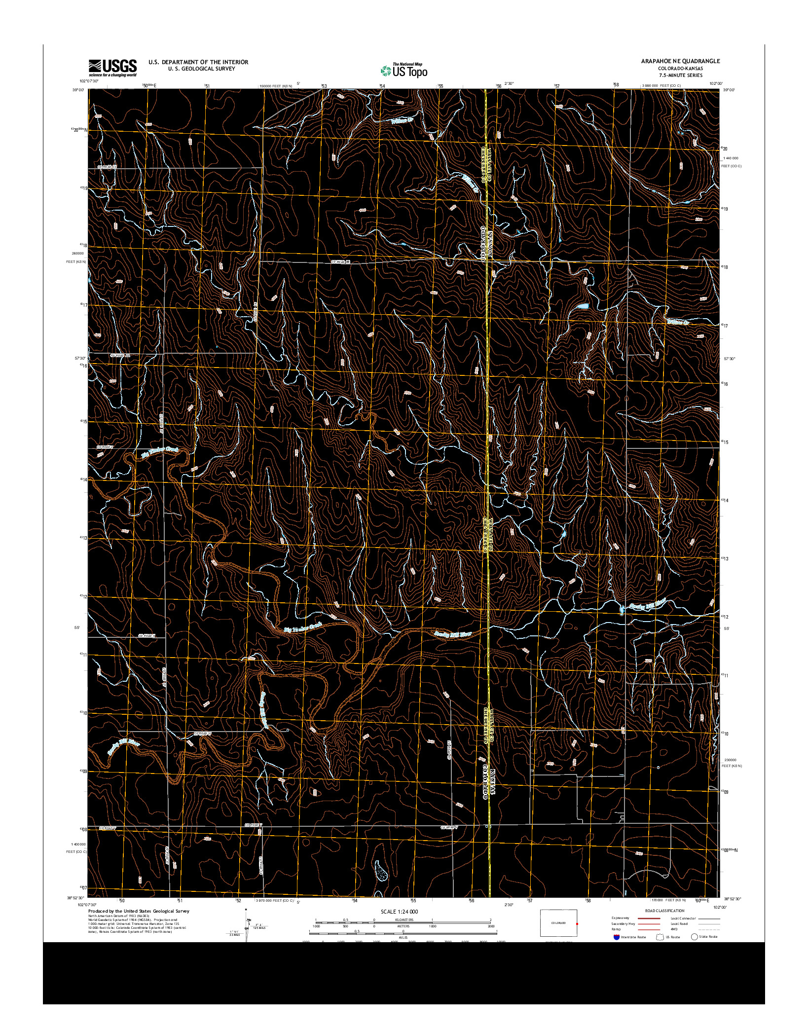 USGS US TOPO 7.5-MINUTE MAP FOR ARAPAHOE NE, CO-KS 2013