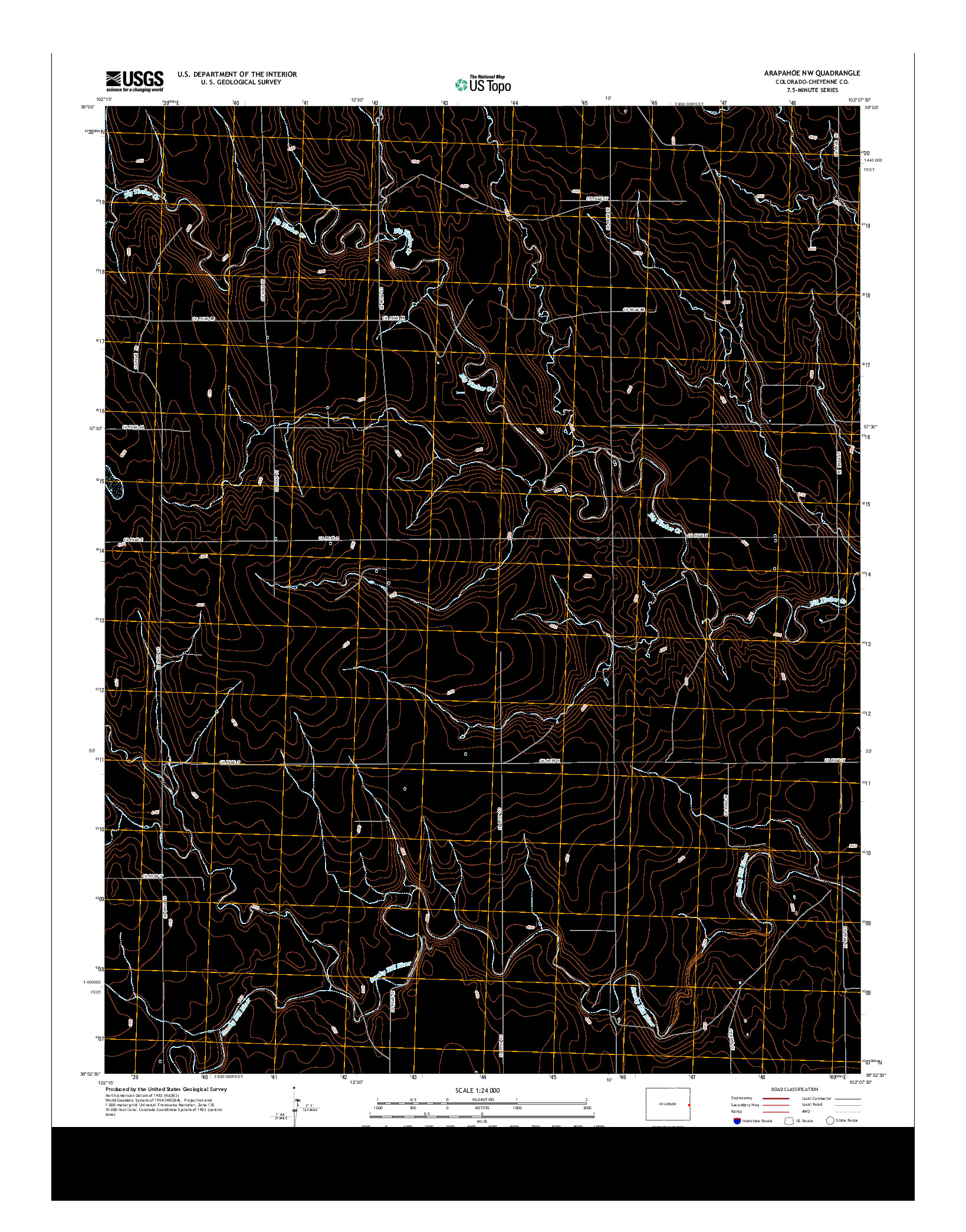 USGS US TOPO 7.5-MINUTE MAP FOR ARAPAHOE NW, CO 2013