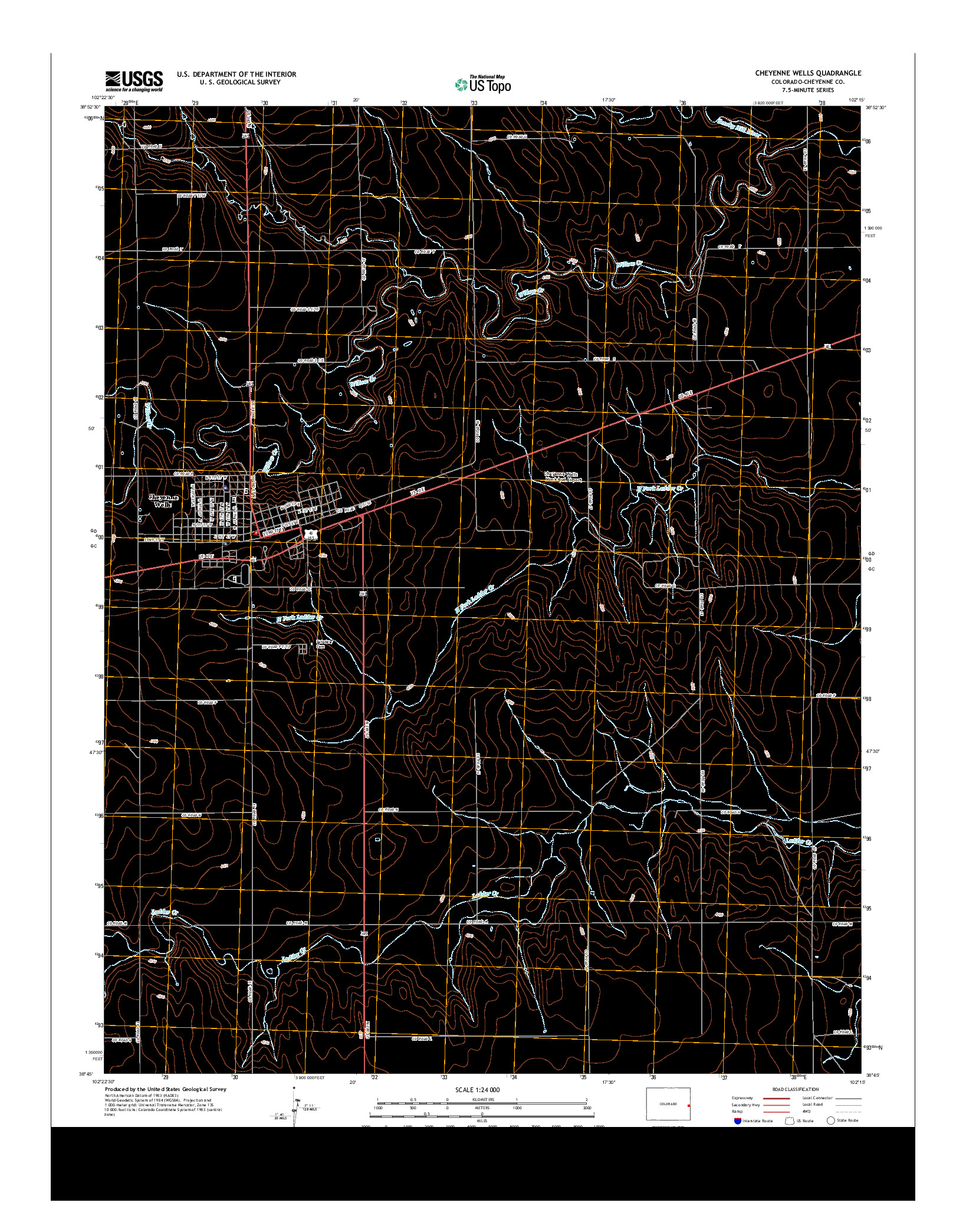 USGS US TOPO 7.5-MINUTE MAP FOR CHEYENNE WELLS, CO 2013