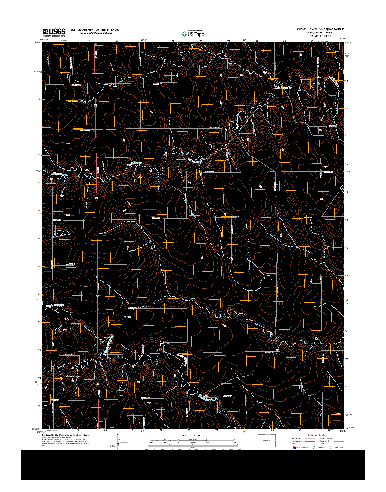 USGS US TOPO 7.5-MINUTE MAP FOR CHEYENNE WELLS NE, CO 2013