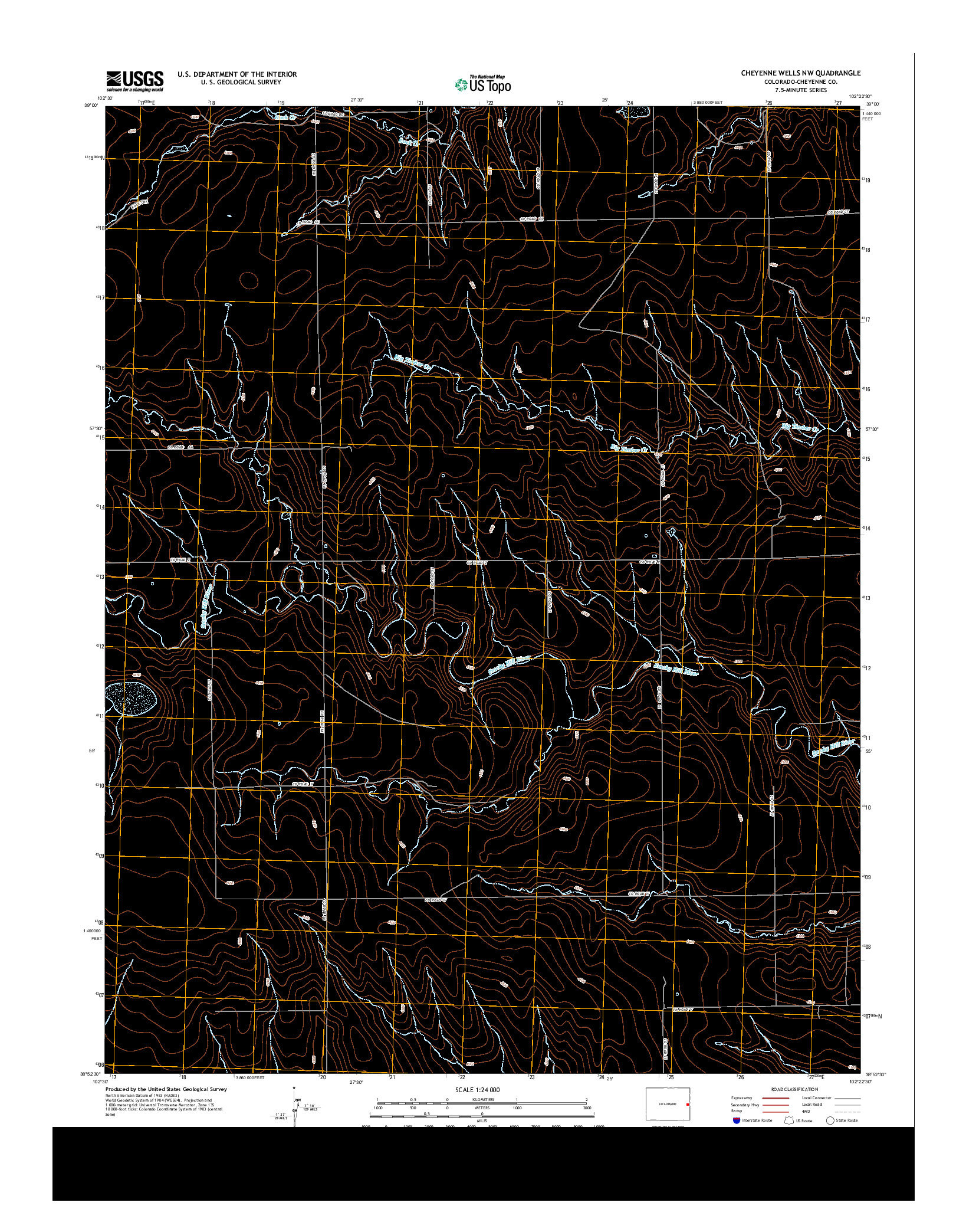 USGS US TOPO 7.5-MINUTE MAP FOR CHEYENNE WELLS NW, CO 2013