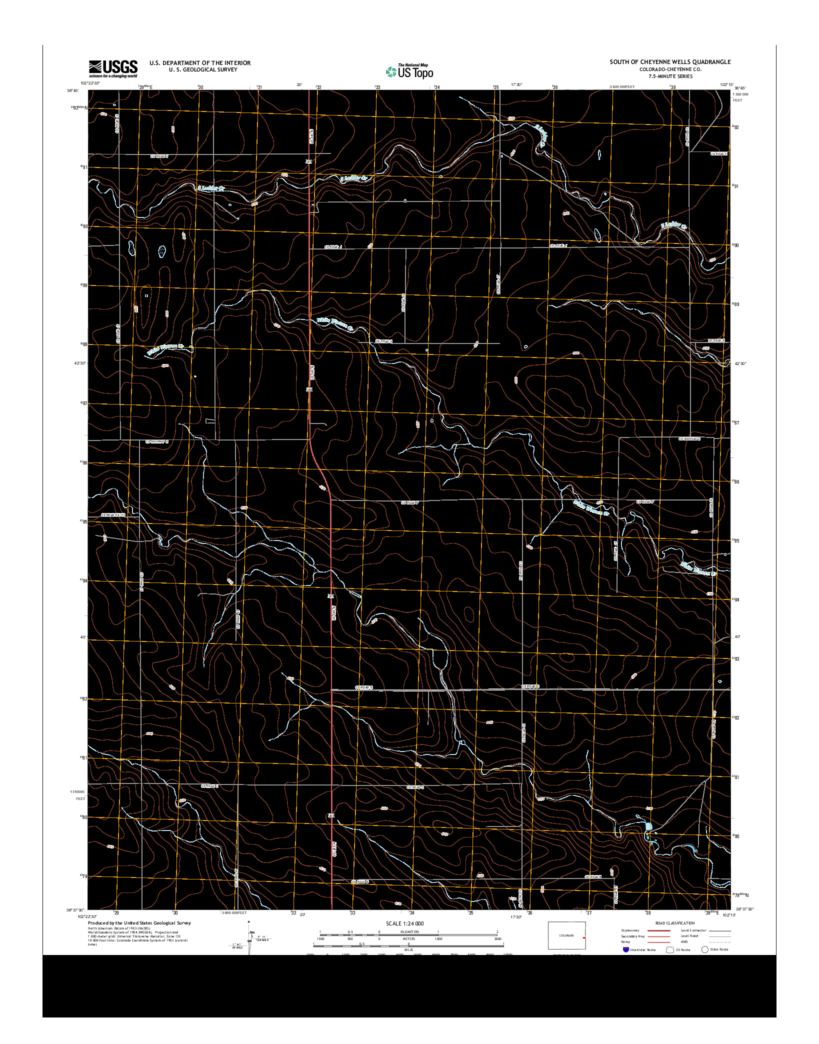 USGS US TOPO 7.5-MINUTE MAP FOR SOUTH OF CHEYENNE WELLS, CO 2013