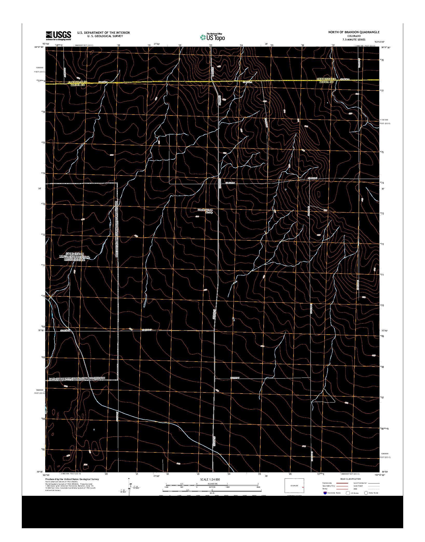 USGS US TOPO 7.5-MINUTE MAP FOR NORTH OF BRANDON, CO 2013