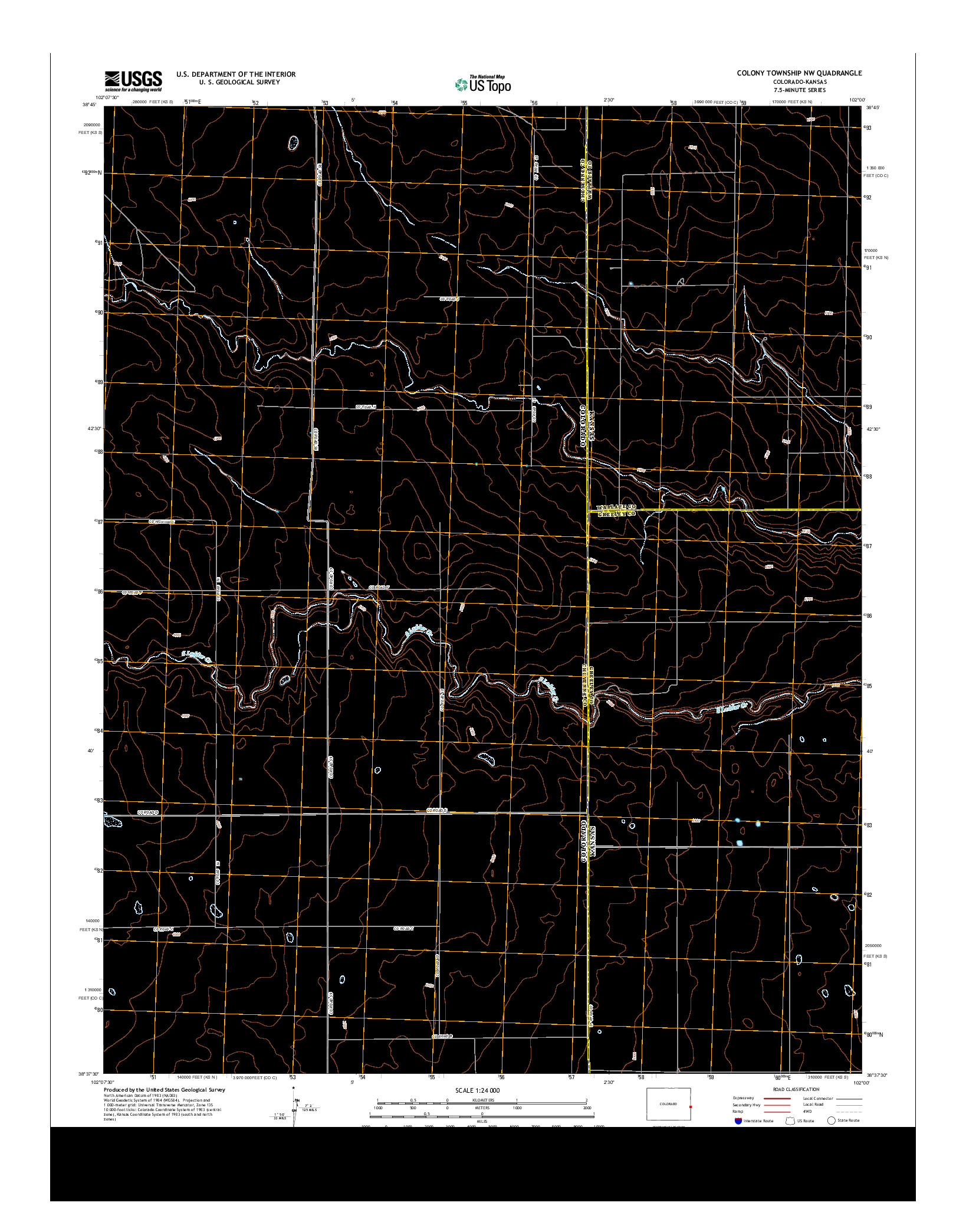 USGS US TOPO 7.5-MINUTE MAP FOR COLONY TOWNSHIP NW, CO-KS 2013