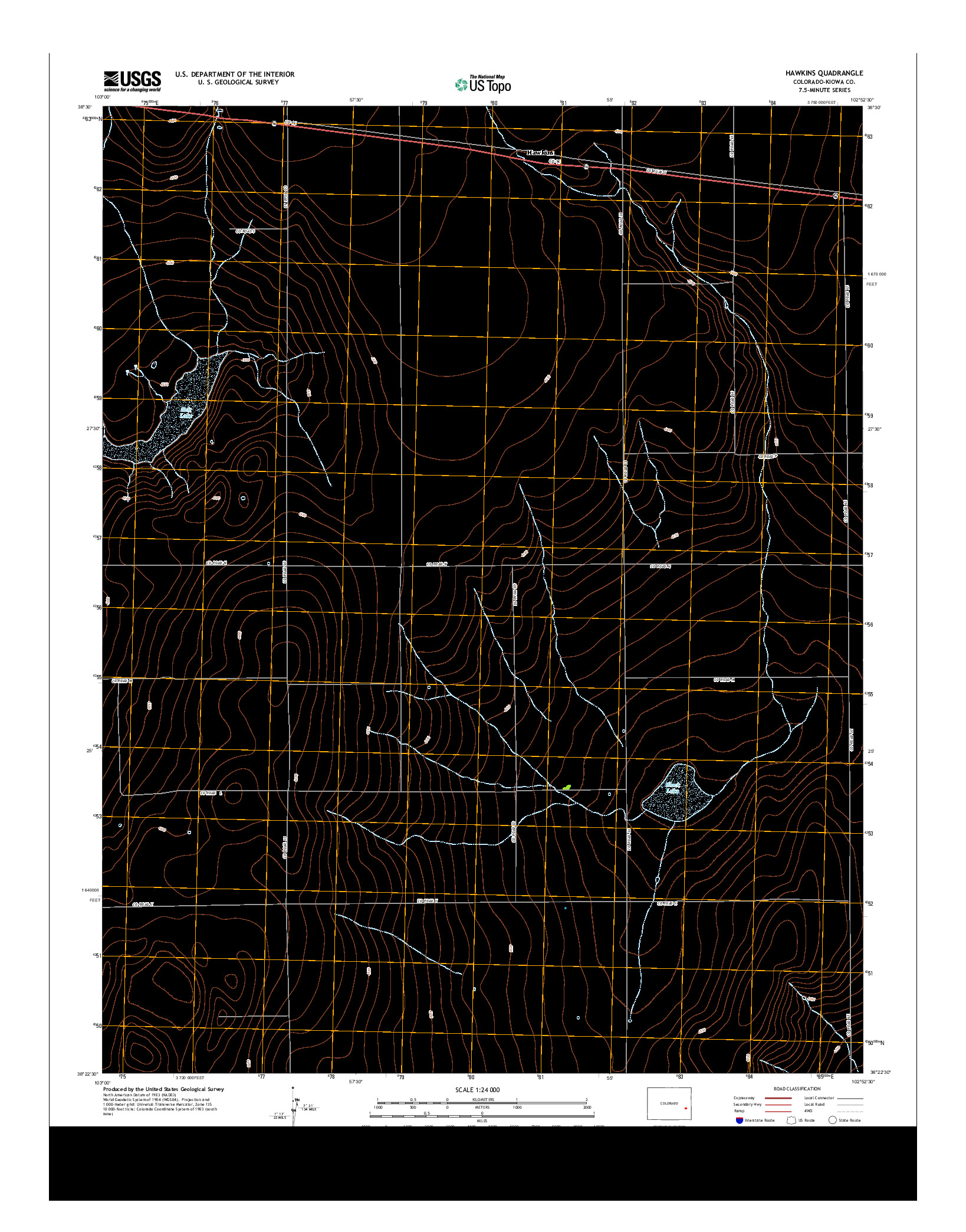 USGS US TOPO 7.5-MINUTE MAP FOR HAWKINS, CO 2013