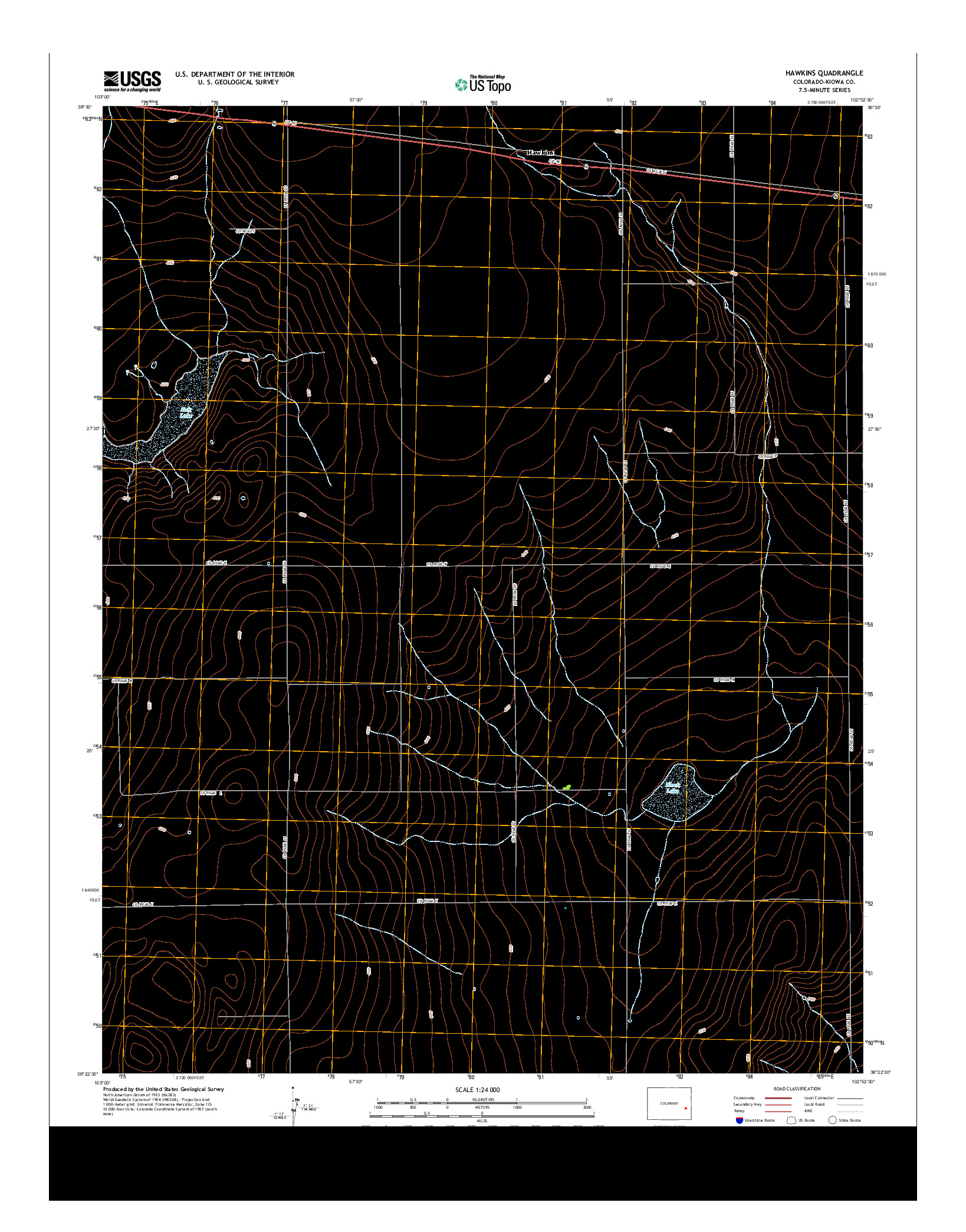 USGS US TOPO 7.5-MINUTE MAP FOR HAWKINS, CO 2013