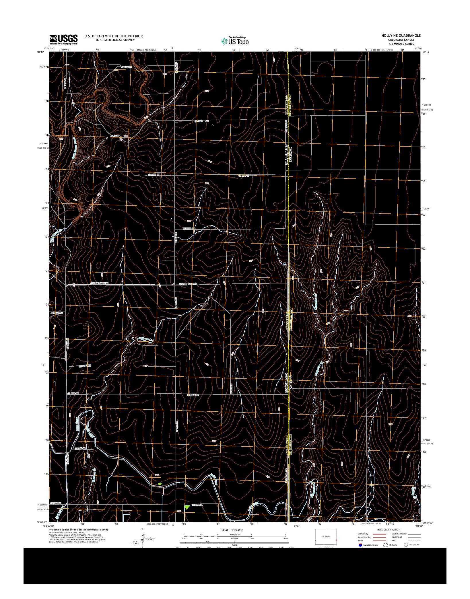 USGS US TOPO 7.5-MINUTE MAP FOR HOLLY NE, CO-KS 2013