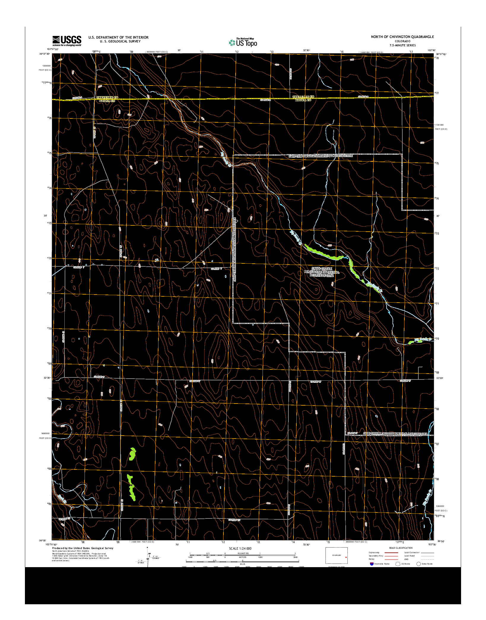 USGS US TOPO 7.5-MINUTE MAP FOR NORTH OF CHIVINGTON, CO 2013