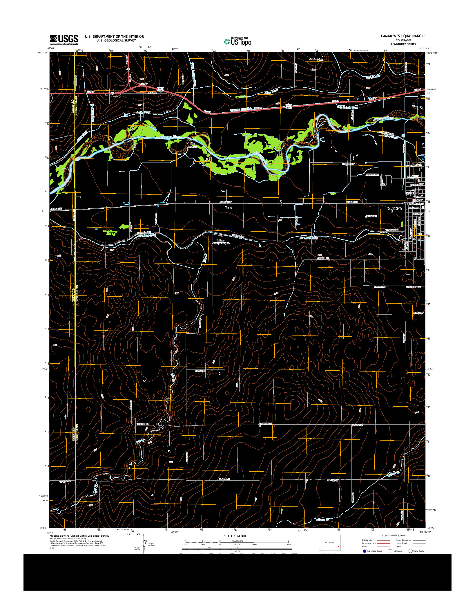 USGS US TOPO 7.5-MINUTE MAP FOR LAMAR WEST, CO 2013
