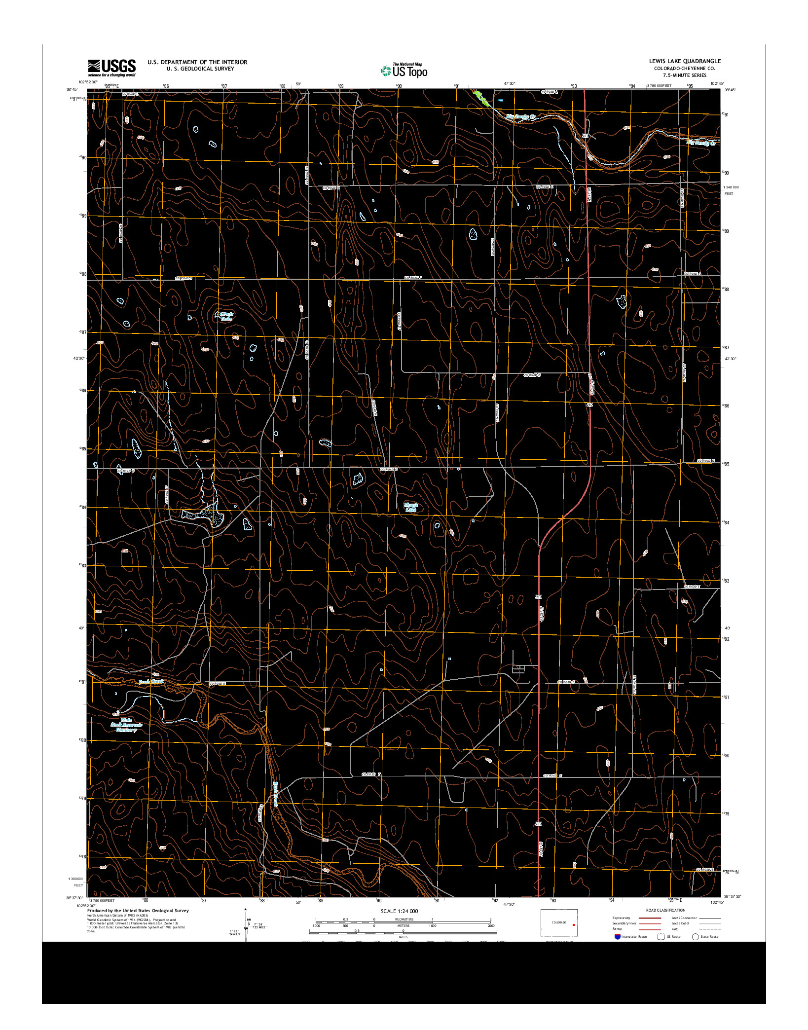 USGS US TOPO 7.5-MINUTE MAP FOR LEWIS LAKE, CO 2013