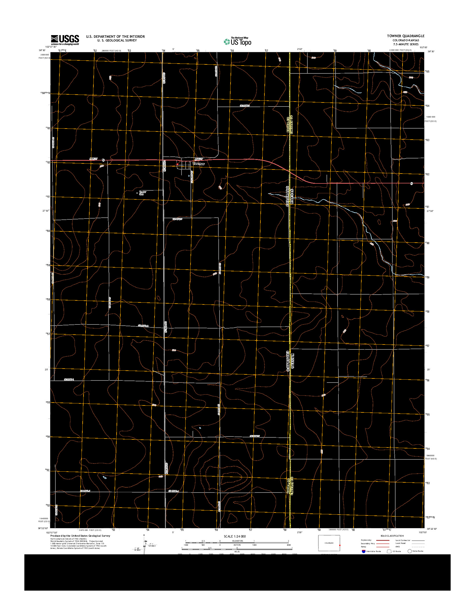 USGS US TOPO 7.5-MINUTE MAP FOR TOWNER, CO-KS 2013