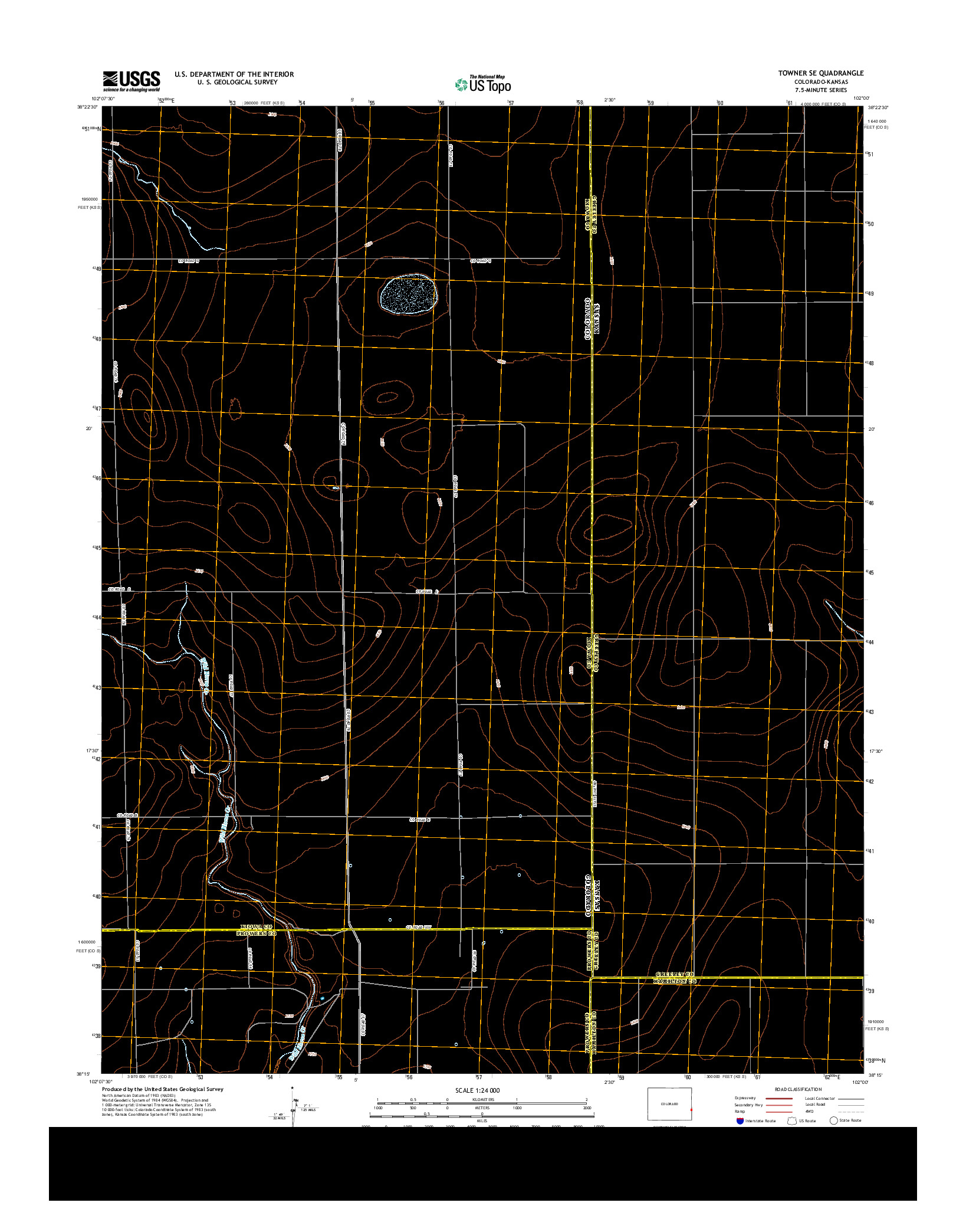 USGS US TOPO 7.5-MINUTE MAP FOR TOWNER SE, CO-KS 2013