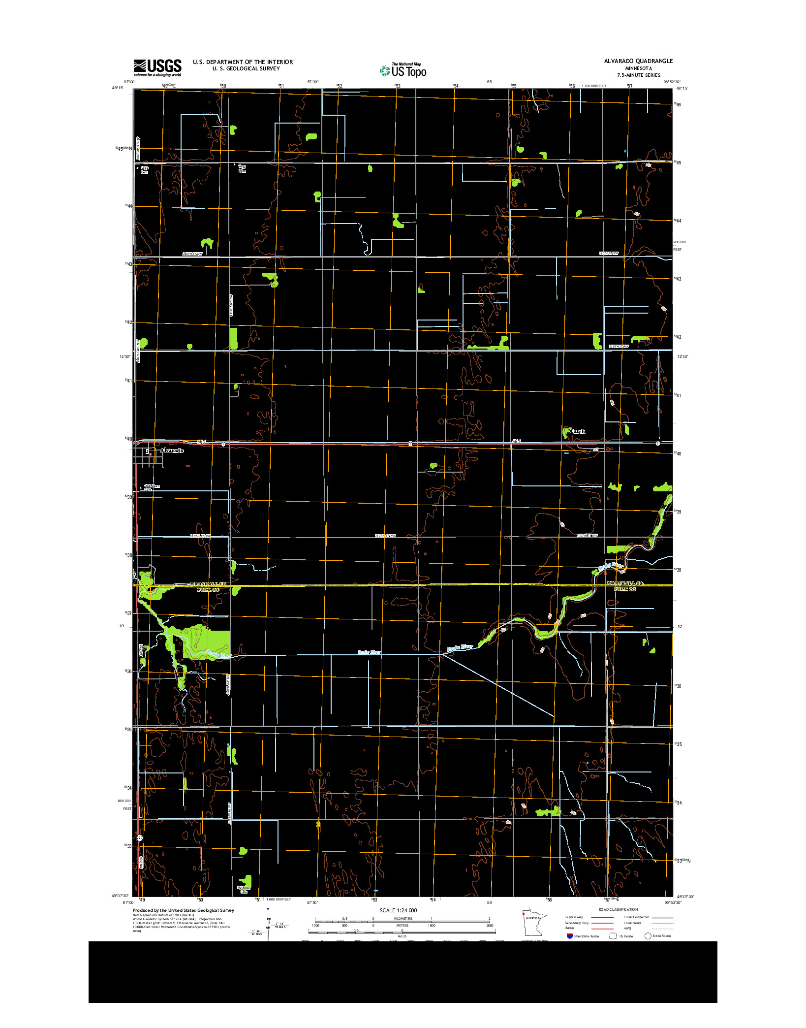 USGS US TOPO 7.5-MINUTE MAP FOR ALVARADO, MN 2013