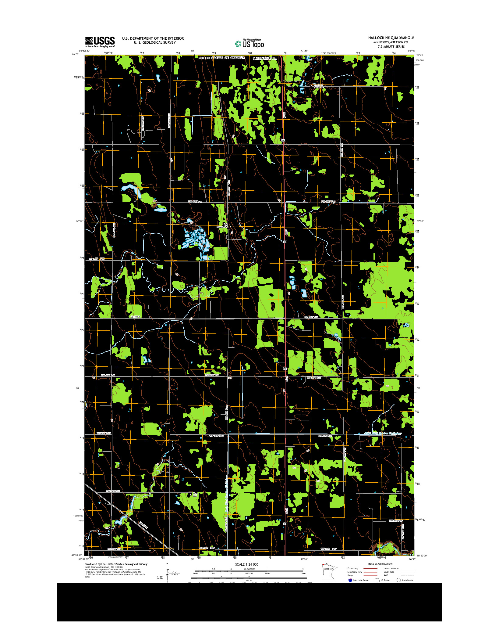 USGS US TOPO 7.5-MINUTE MAP FOR HALLOCK NE, MN 2013