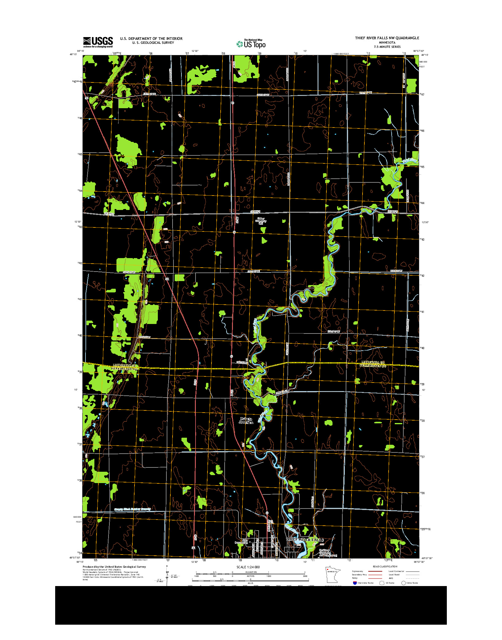 USGS US TOPO 7.5-MINUTE MAP FOR THIEF RIVER FALLS NW, MN 2013