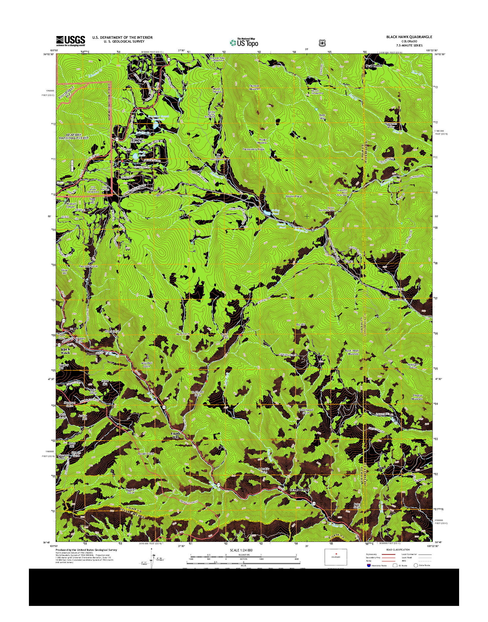 USGS US TOPO 7.5-MINUTE MAP FOR BLACK HAWK, CO 2013