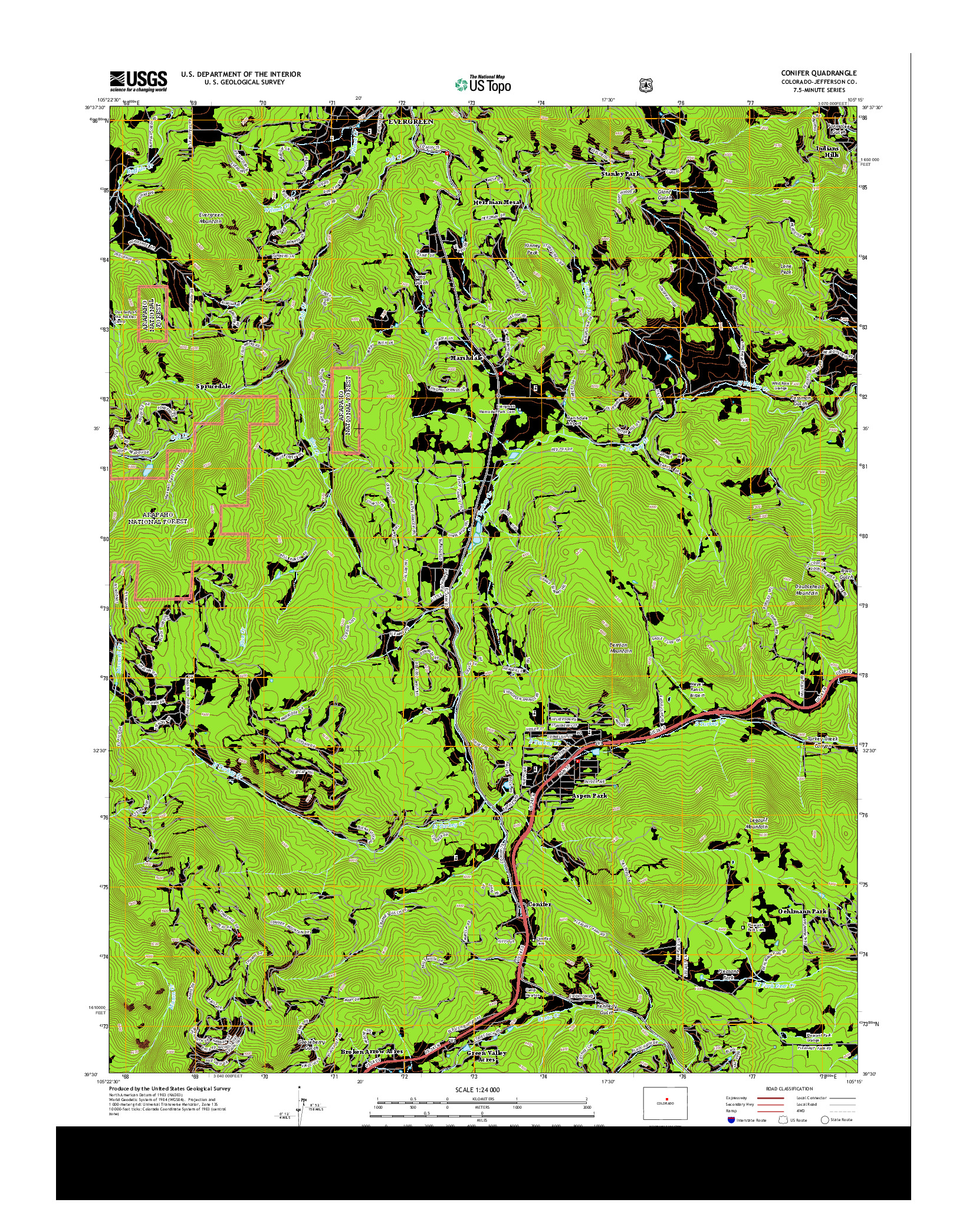 USGS US TOPO 7.5-MINUTE MAP FOR CONIFER, CO 2013