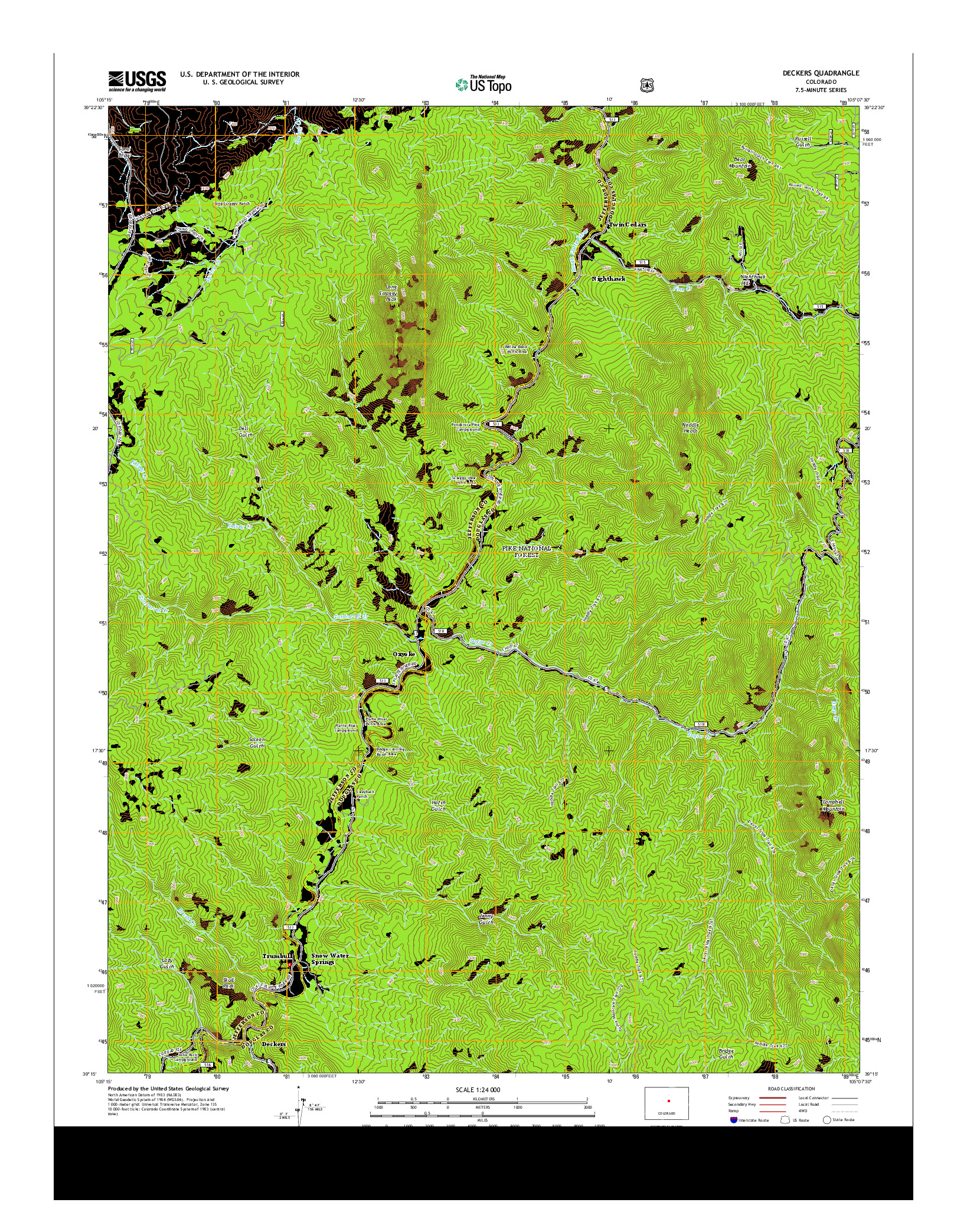 USGS US TOPO 7.5-MINUTE MAP FOR DECKERS, CO 2013