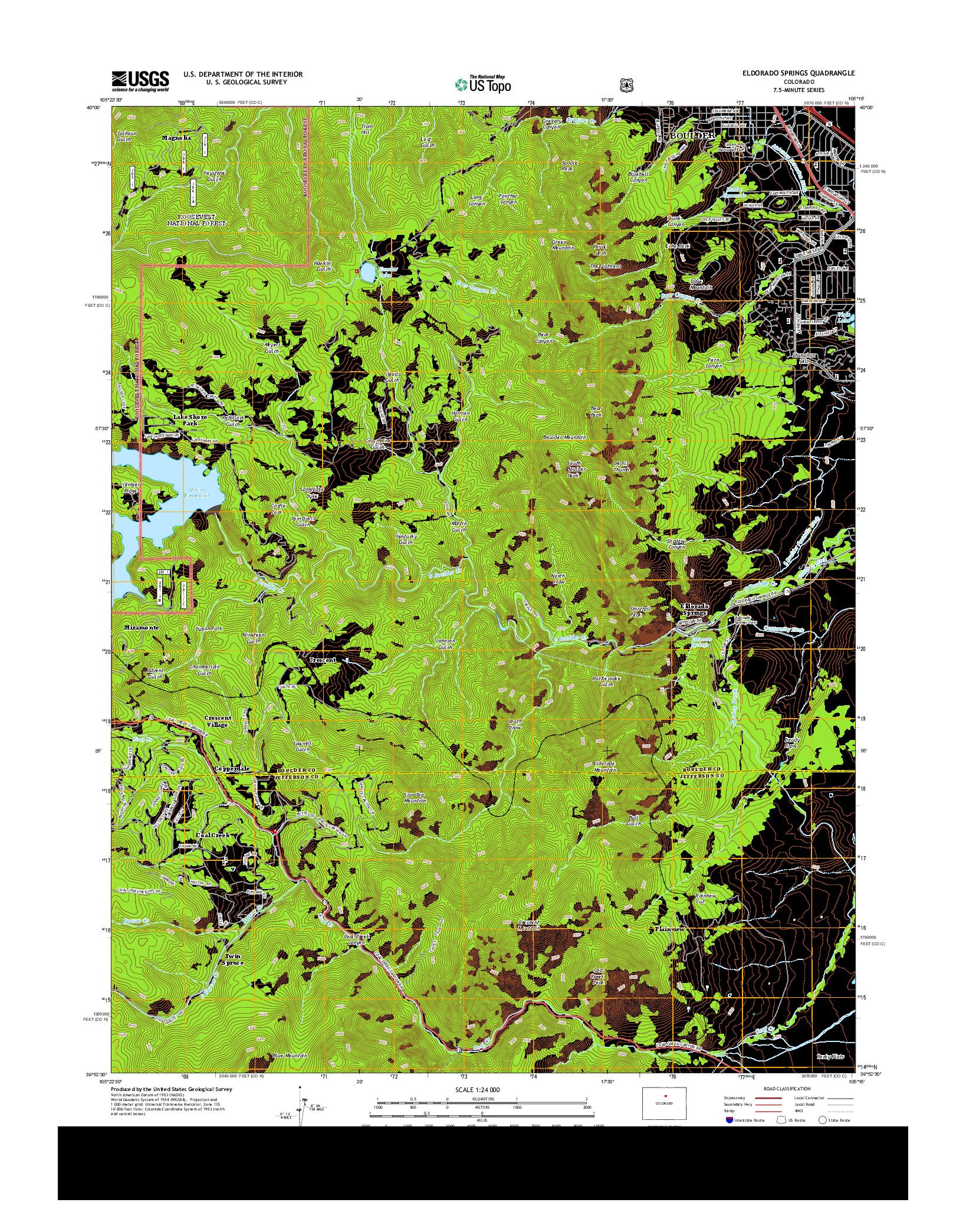 USGS US TOPO 7.5-MINUTE MAP FOR ELDORADO SPRINGS, CO 2013