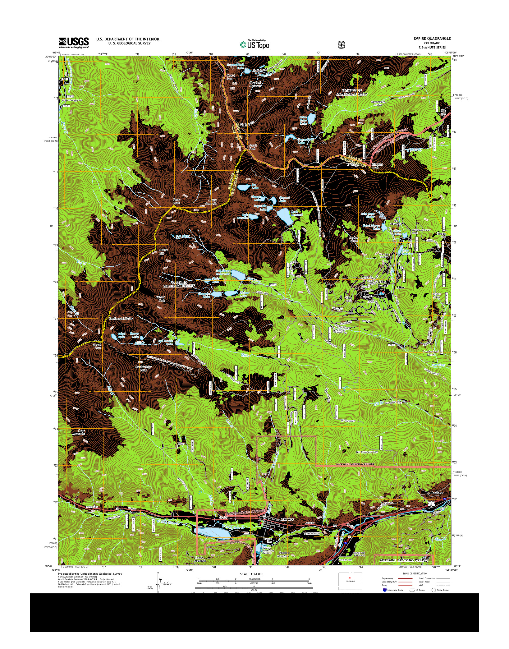 USGS US TOPO 7.5-MINUTE MAP FOR EMPIRE, CO 2013