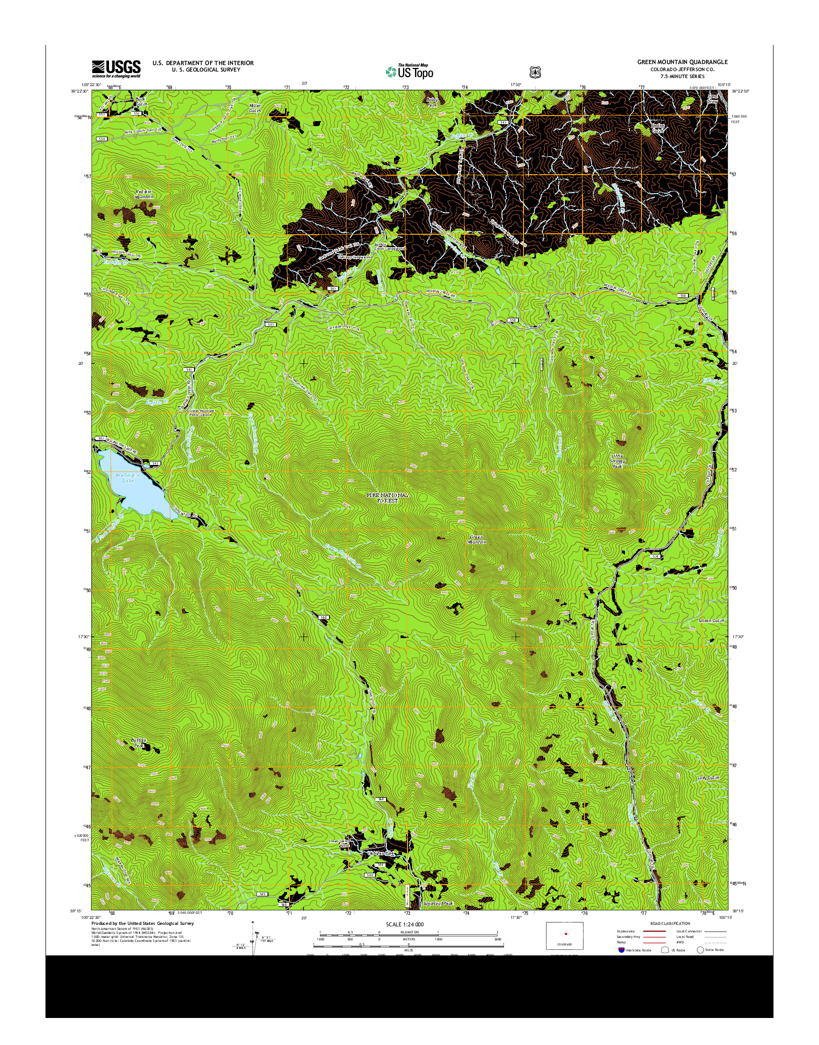 USGS US TOPO 7.5-MINUTE MAP FOR GREEN MOUNTAIN, CO 2013