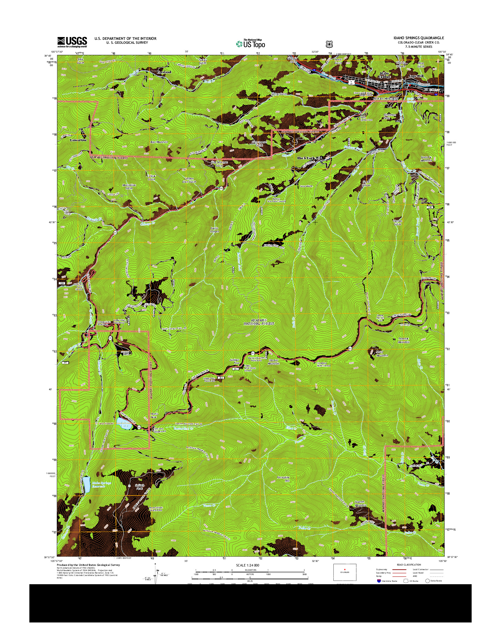 USGS US TOPO 7.5-MINUTE MAP FOR IDAHO SPRINGS, CO 2013